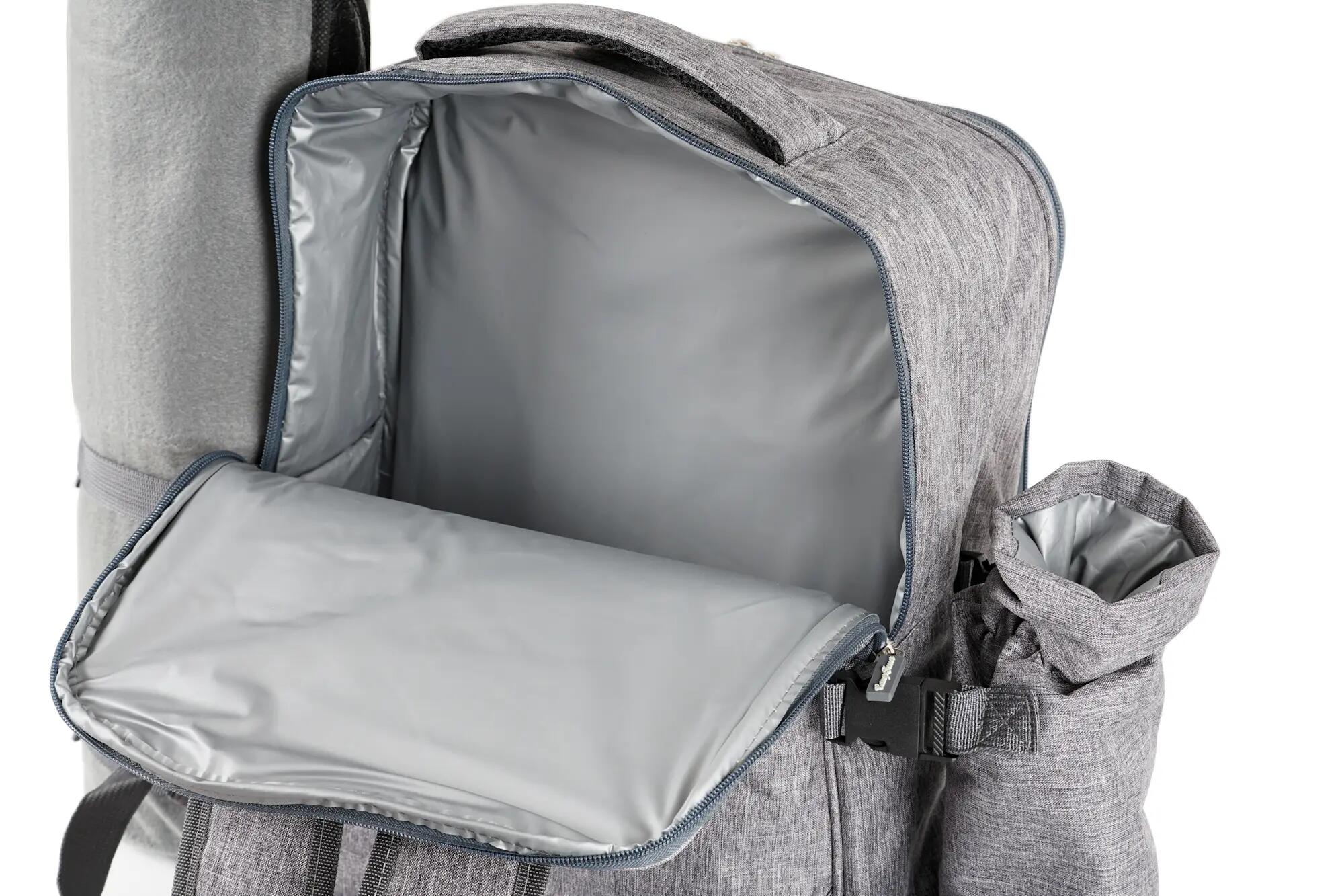 Picknickrucksack für 4 Personen, Grau, leicht und wasserdicht, Campingrucksack 3/3