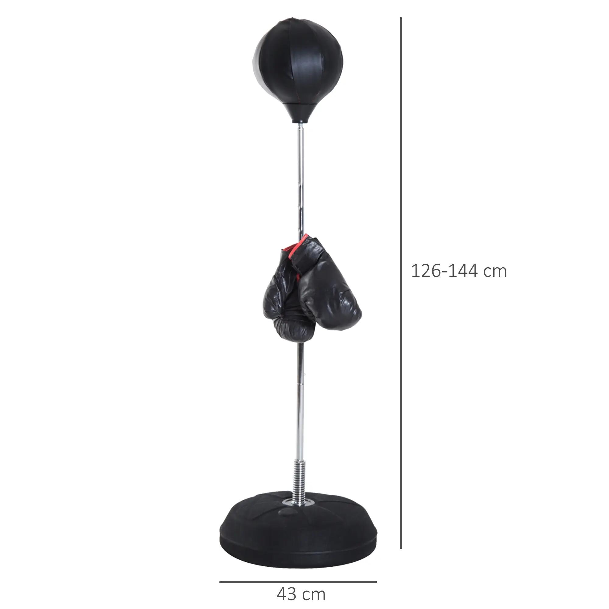Saco de Boxeo de Pie Altura Ajustable 126-144 cm Base Rellenable y Guantes Negro 3/7