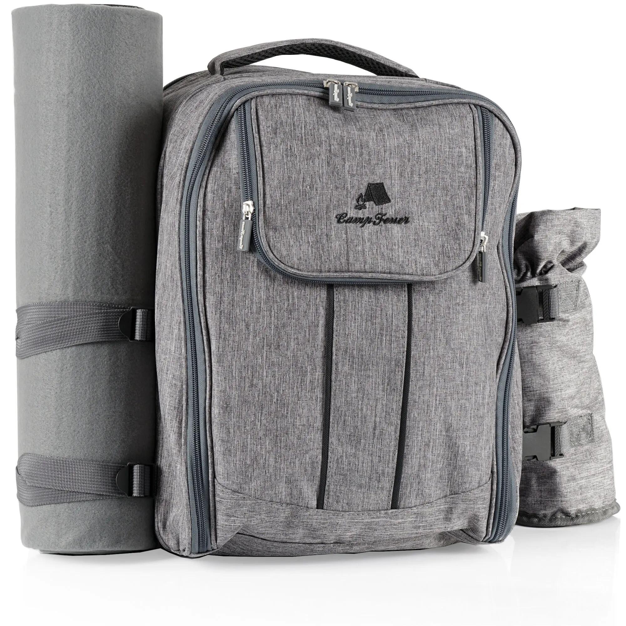 Picknickrucksack für 4 Personen, Grau, leicht und wasserdicht, Campingrucksack 2/3