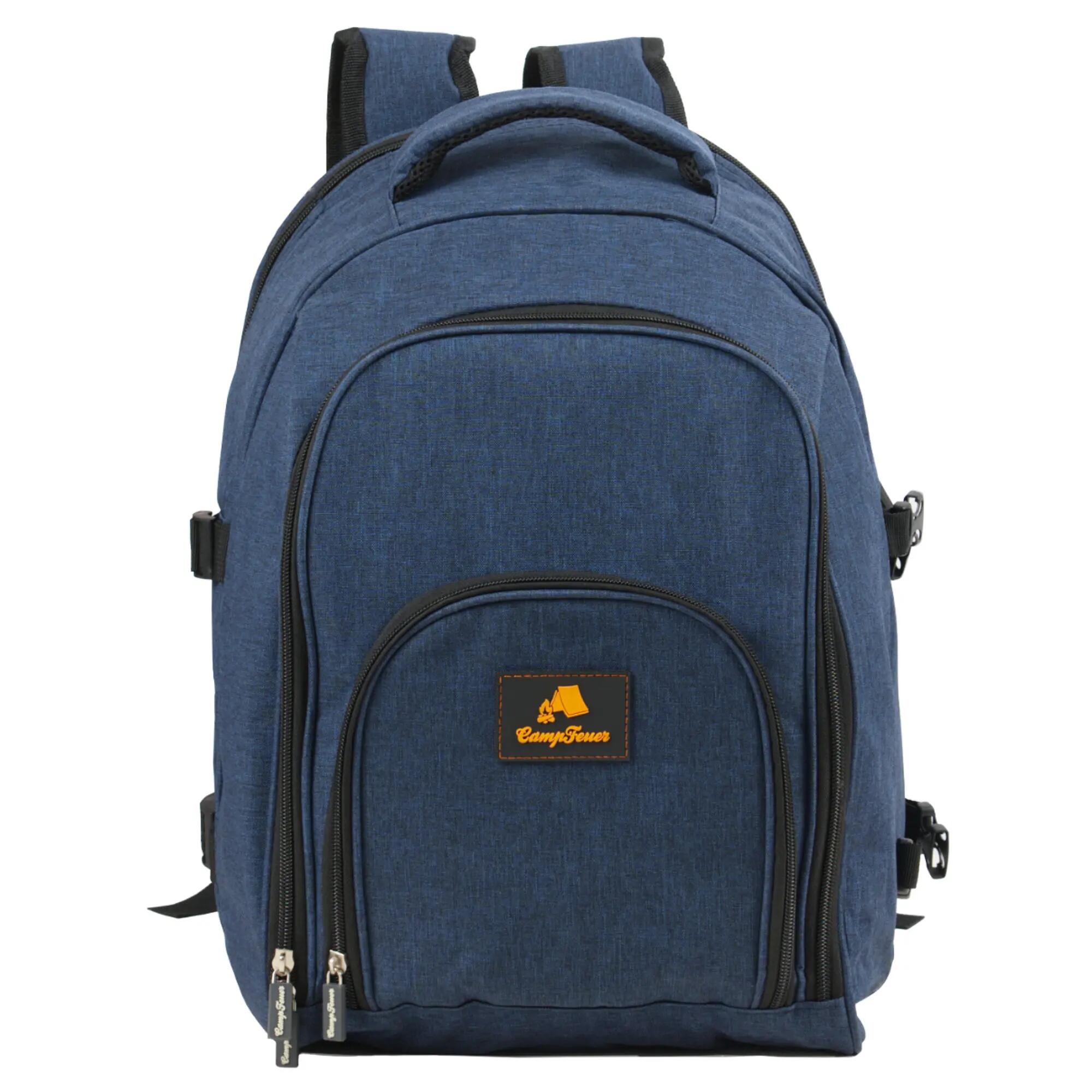 Picknickrucksack 32-teilig, Picknickset für 4 Personen, Blau, Freizeitrucksack 2/4