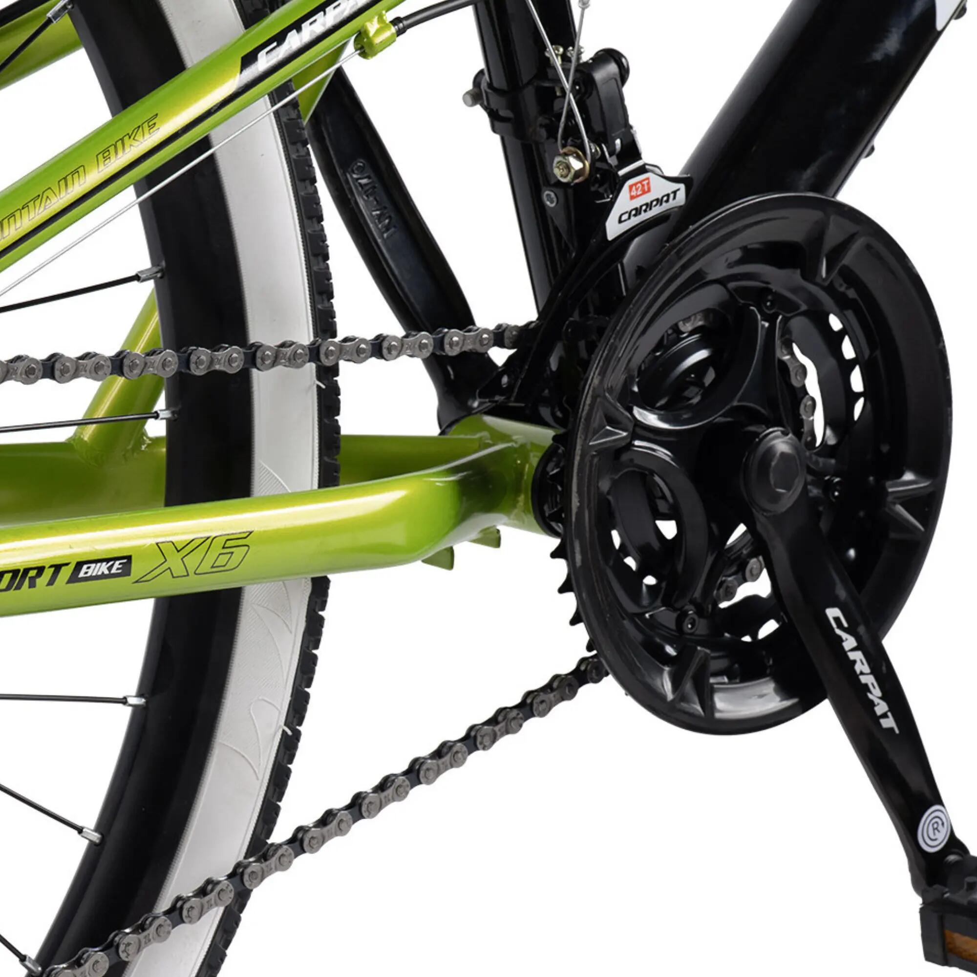 Bicicletă Copii cu suspensie integrala X6 21v Negru/Verde 6/6