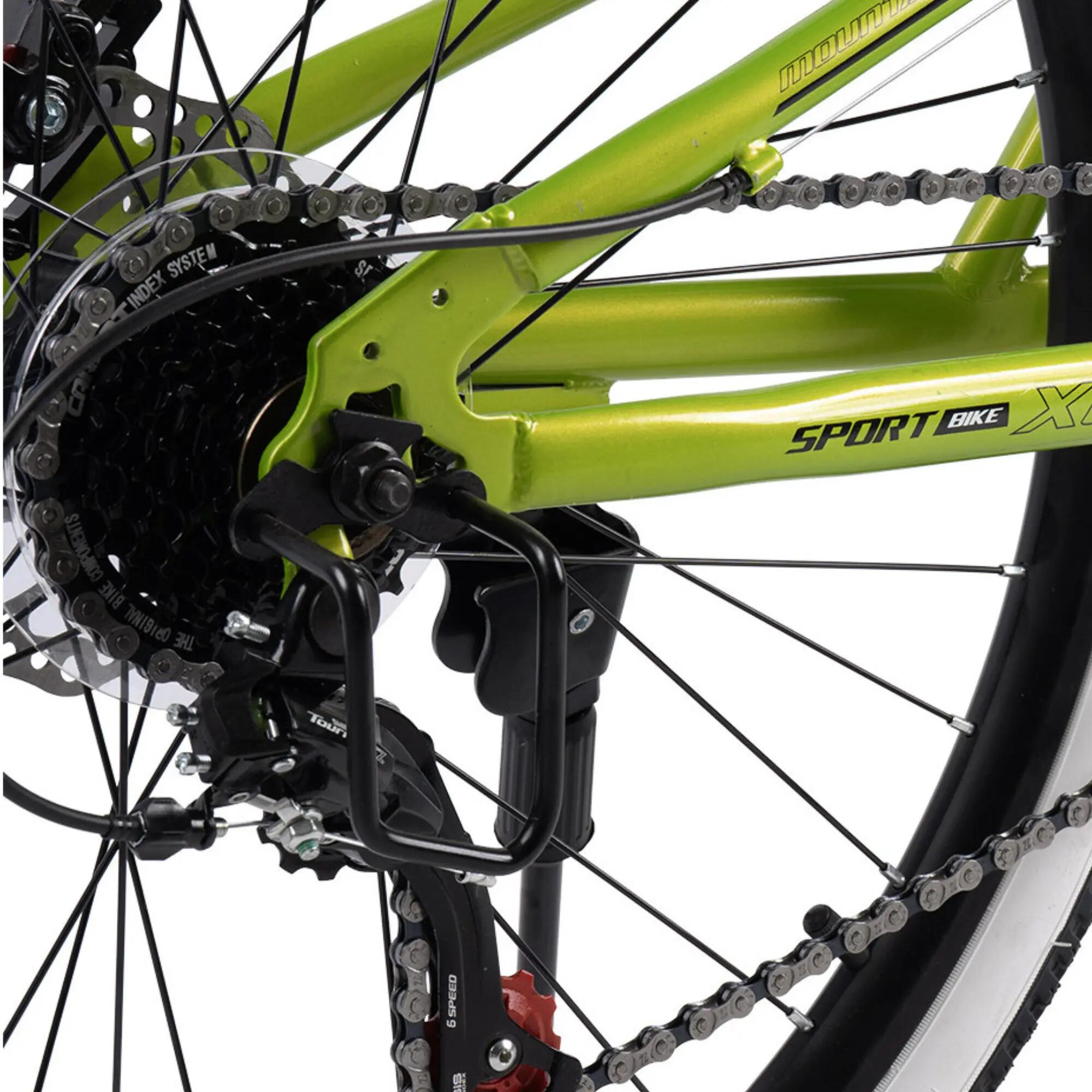Bicicletă Copii cu suspensie integrala X6 21v Negru/Verde 5/6