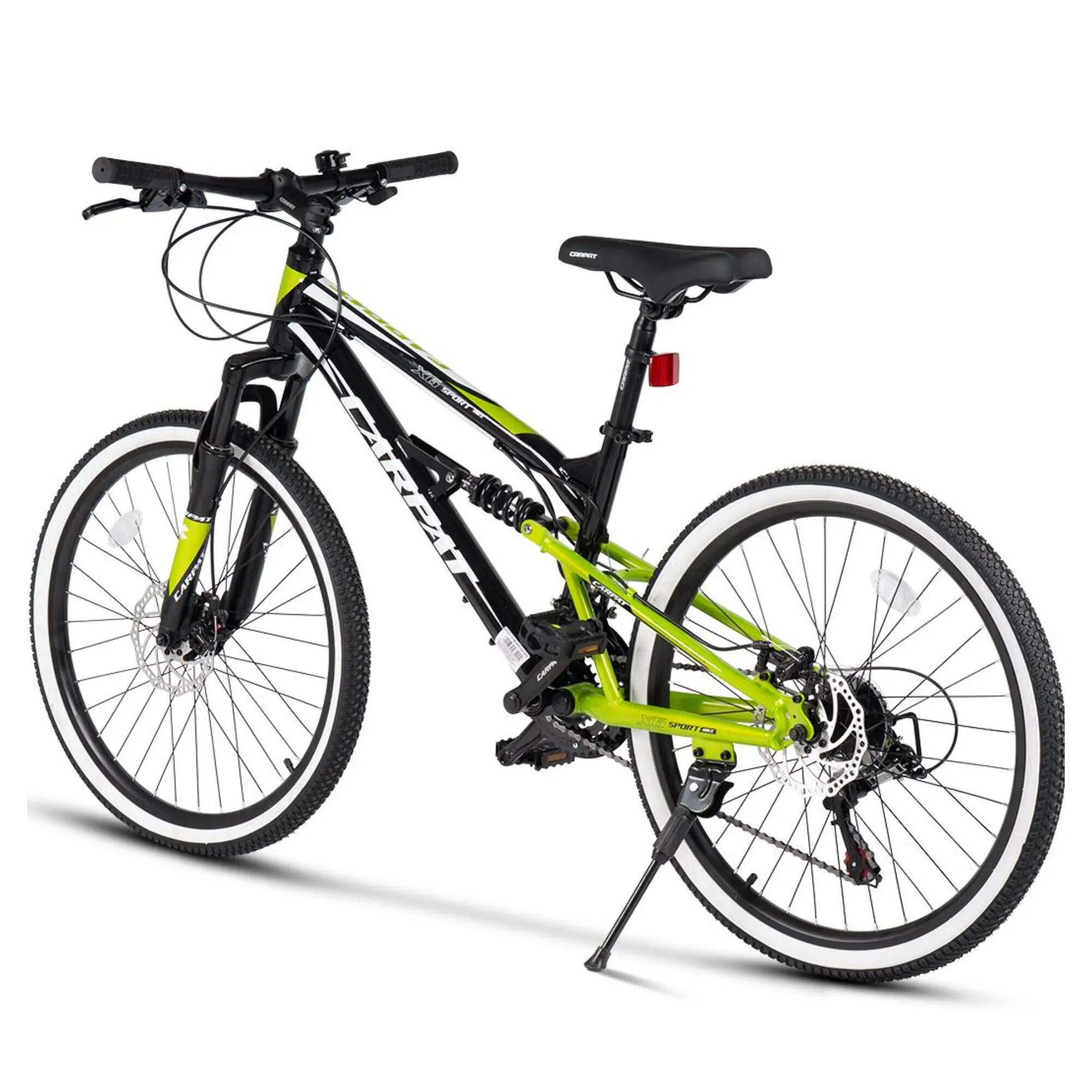 Bicicletă Copii cu suspensie integrala X6 21v Negru/Verde 2/6