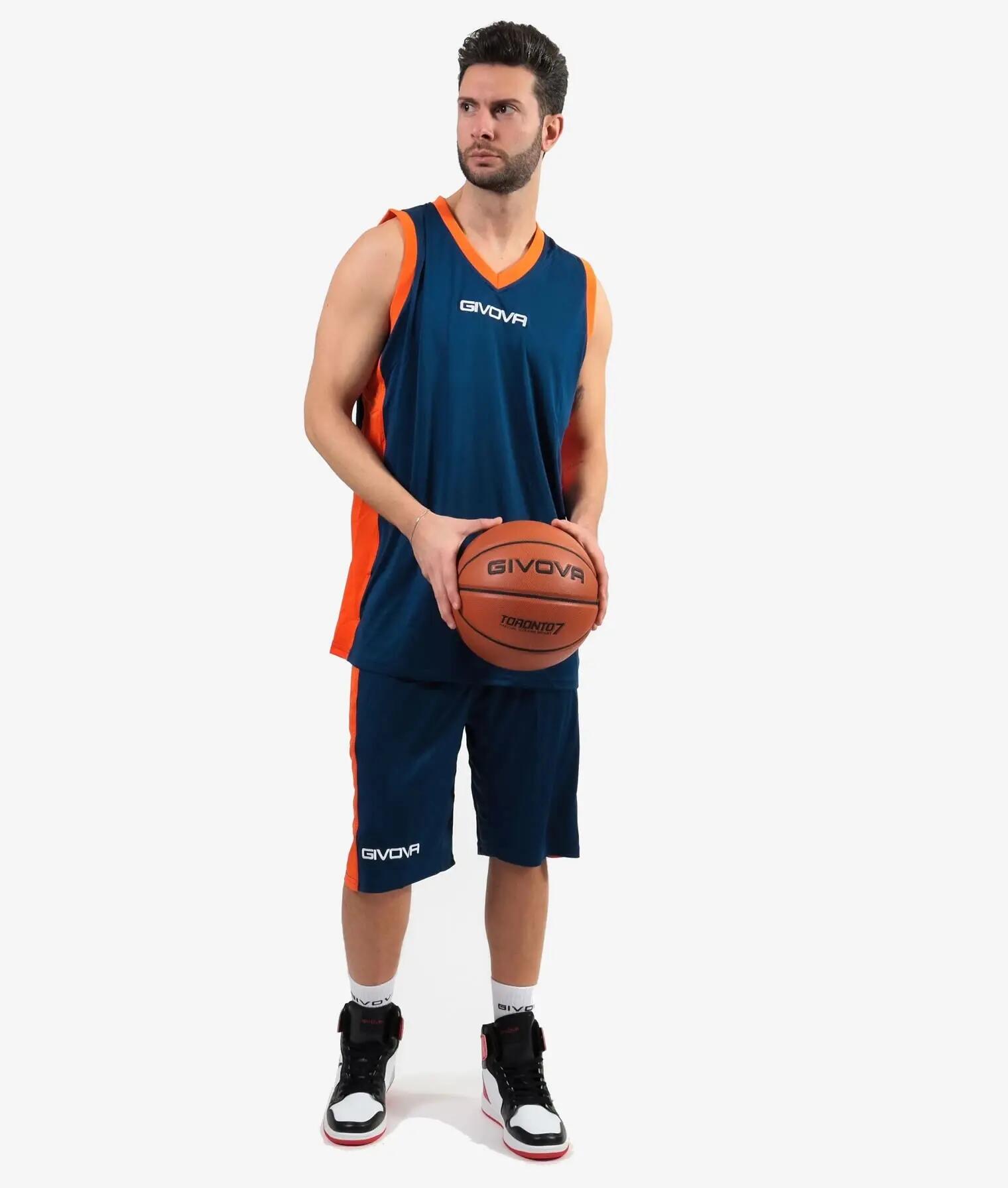 COMPLETO da basket givova blu/arancio 4/4