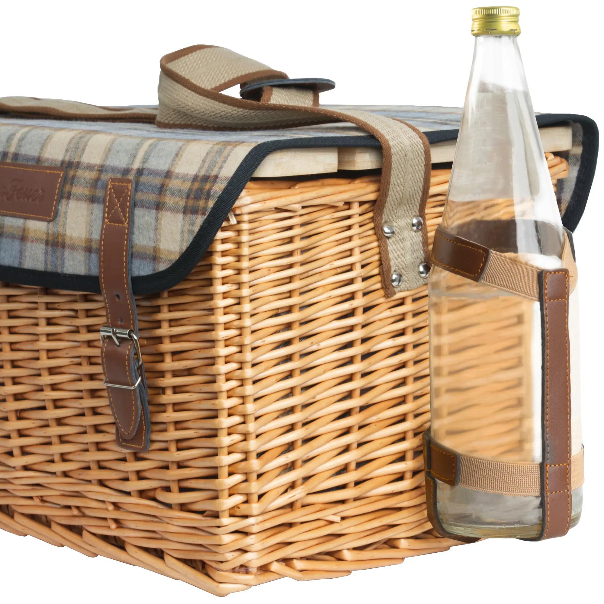 Picknickkorb 4 Personen mit Geschirr-Set und Serviertisch, 25-teilig, Weidenkorb 5/5