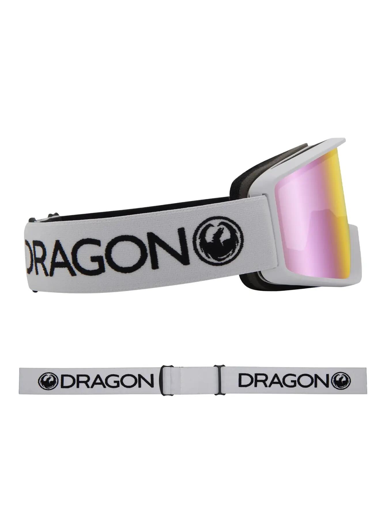Dragon DXT OTG Schneebrille – weiße Lumalens rosa ionisierte Linse 4/5