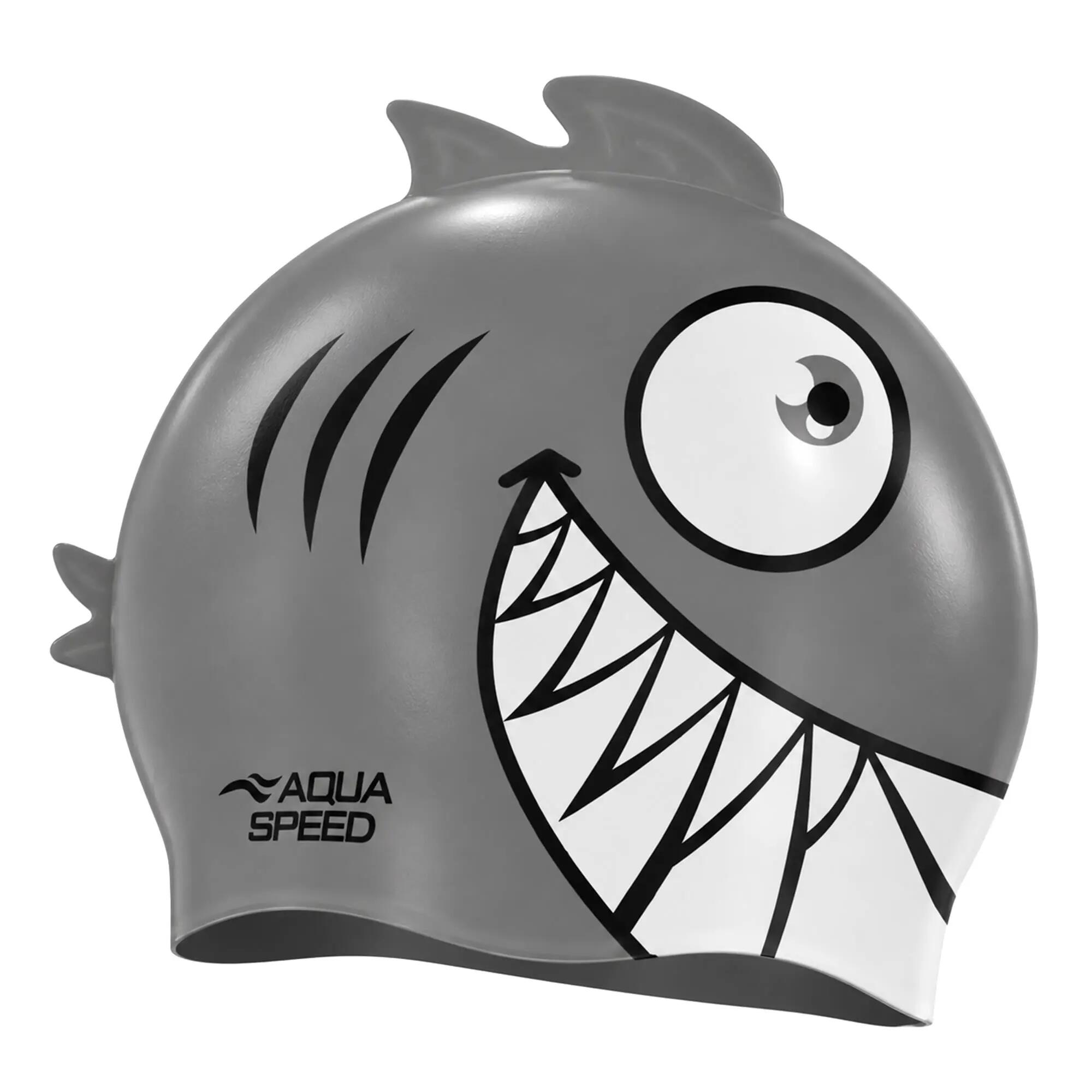 Aqua Speed - Bonnet Natation Enfants Piranha Silicone 3D Confortable 2/3