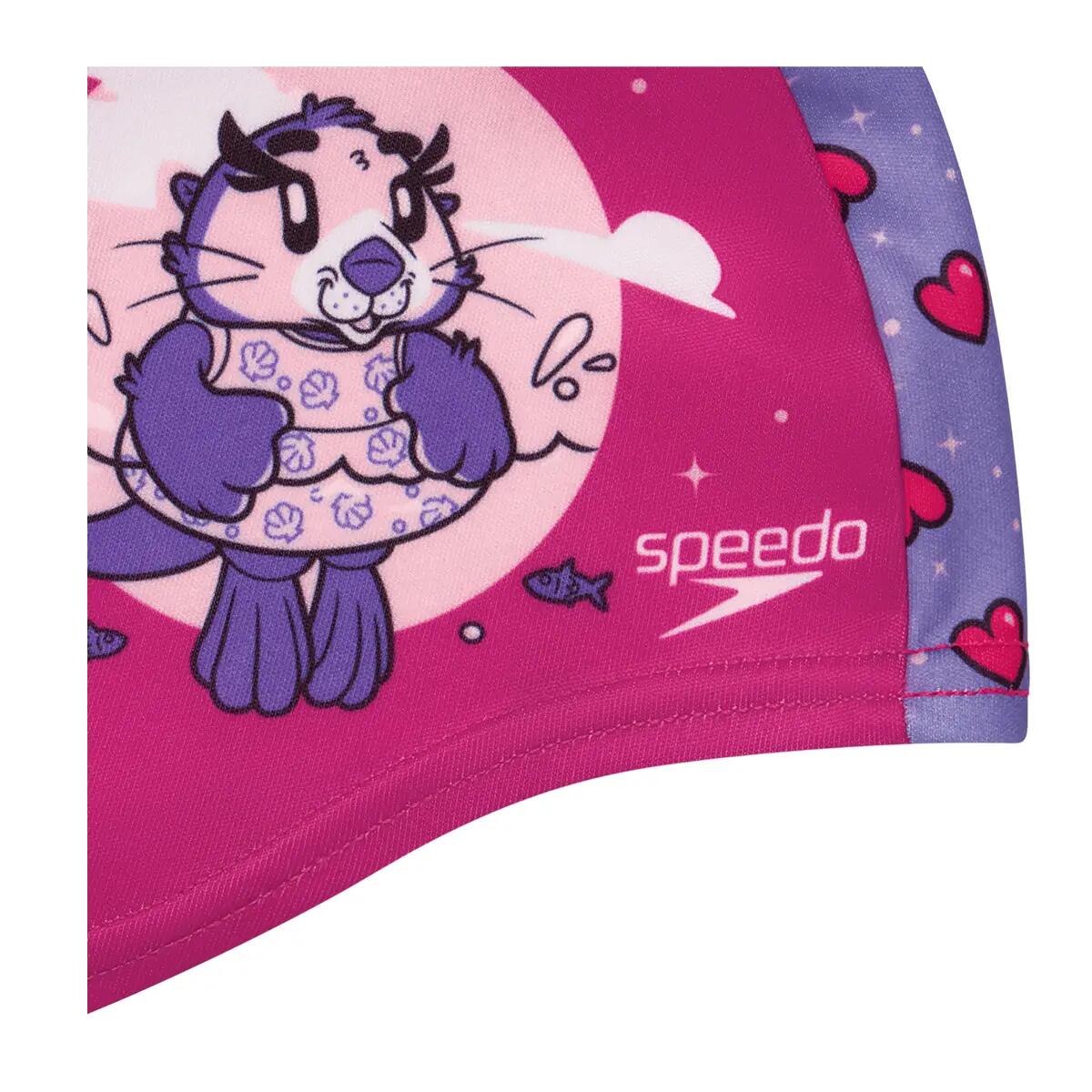 Polyester badmuts voor kinderen met otterprint (Roze) 3/4