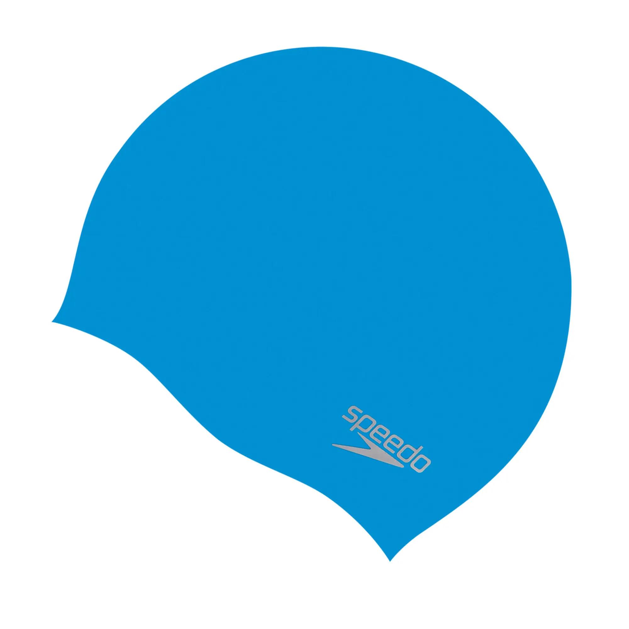 Touca de natação de silicone moldada unissexo para adultos (Azul / Cromado) 4/4