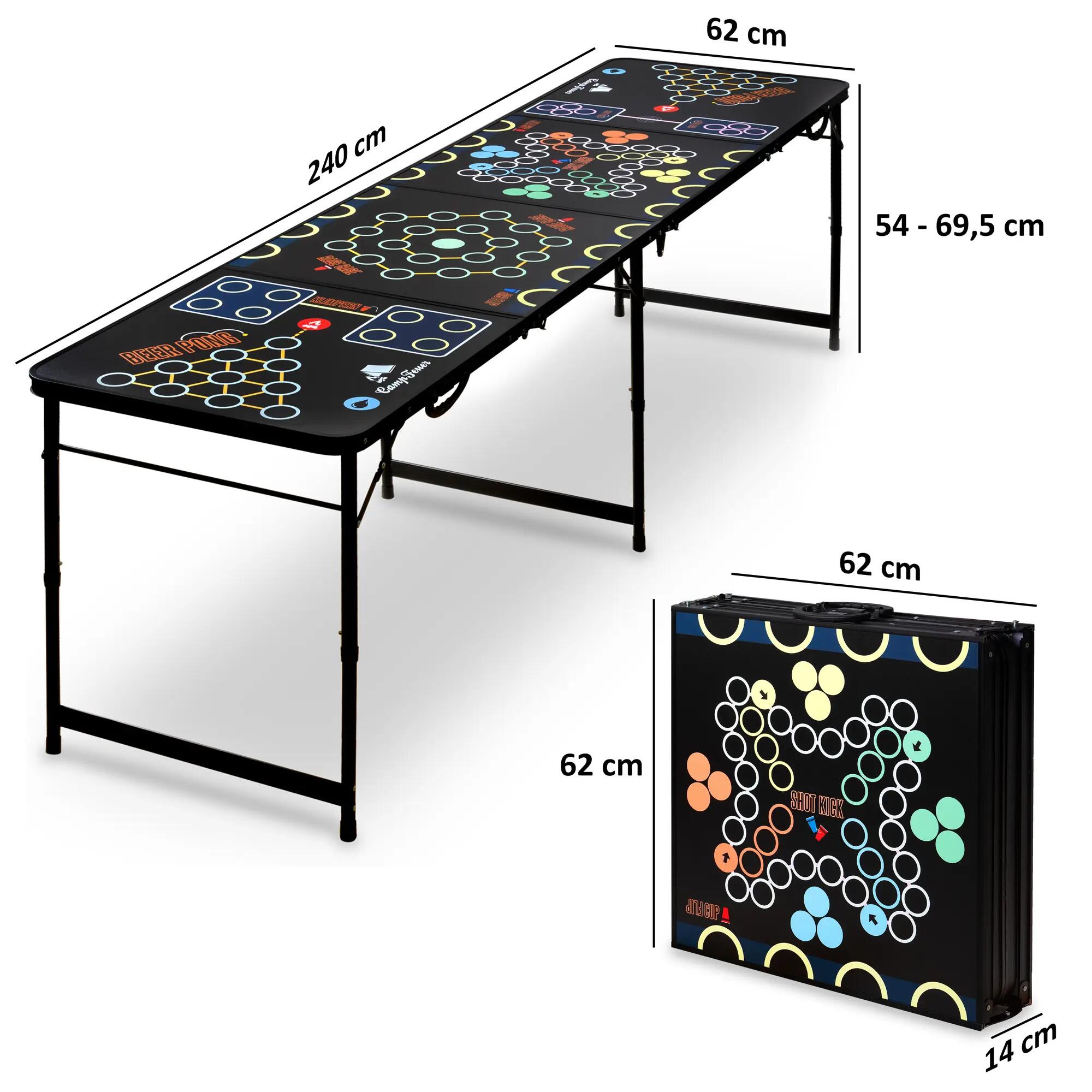 Bierpong Tisch, Klappbarer 6 in 1 Party Multigame Tisch, Trinkspiel Tisch 3/8