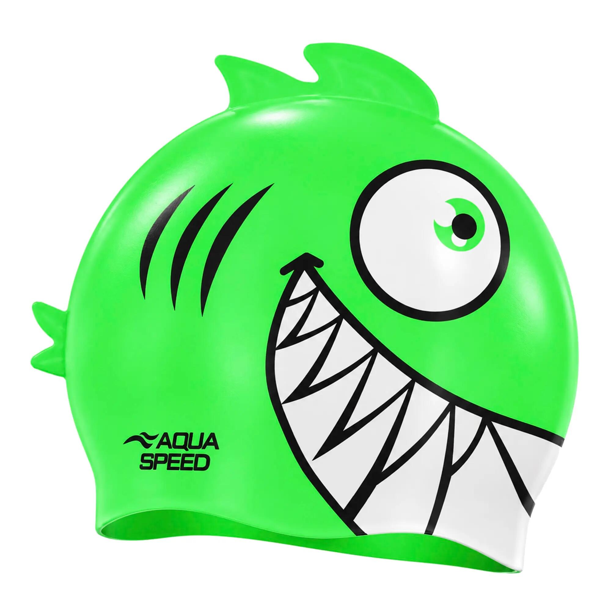 Aqua Speed - Czepek pływacki silikonowy dziecięcy Pirania 3D 2/3