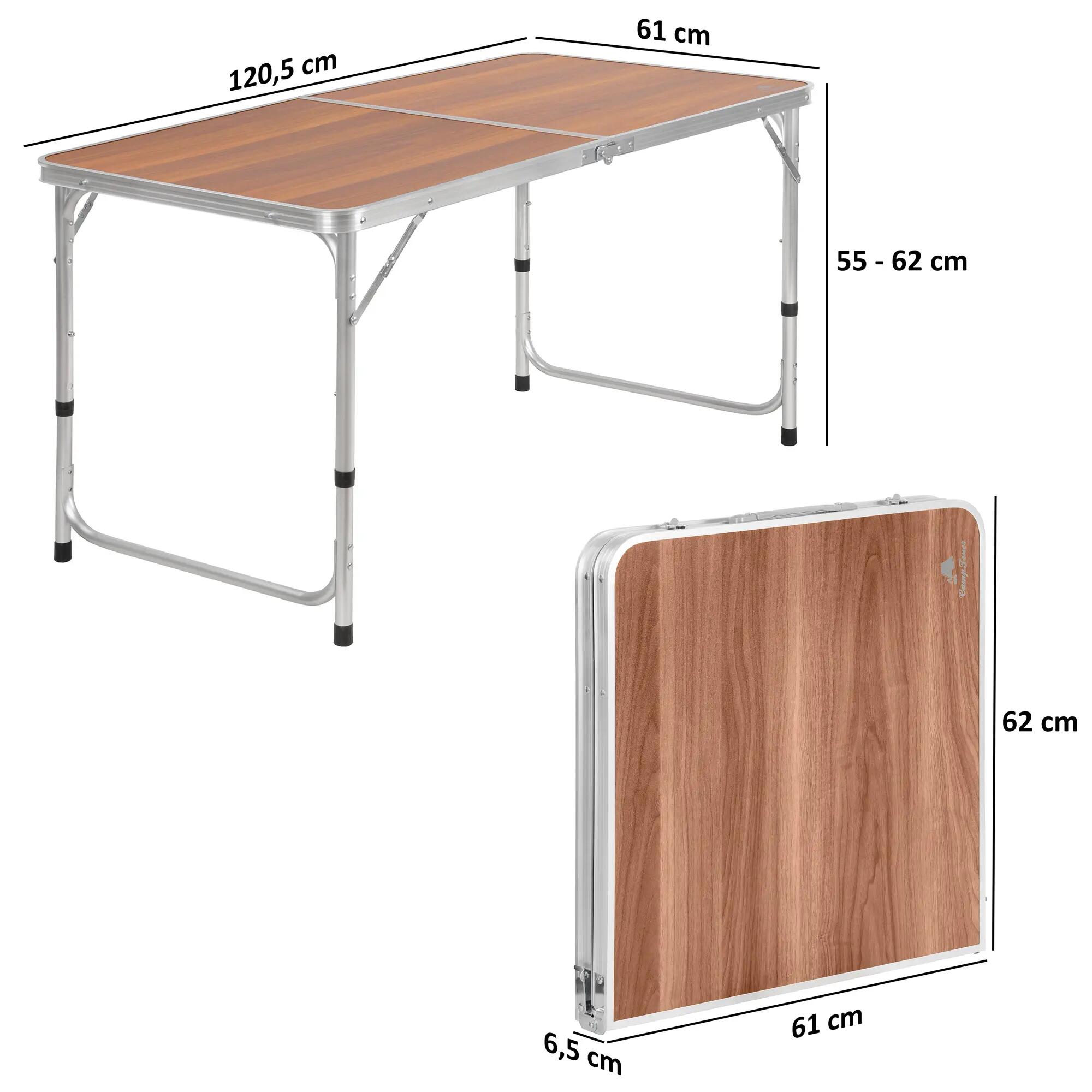 Aluminium Campingtisch für 6 Personen, 120 x 60 cm Gartentisch faltbar Falttisch 3/9