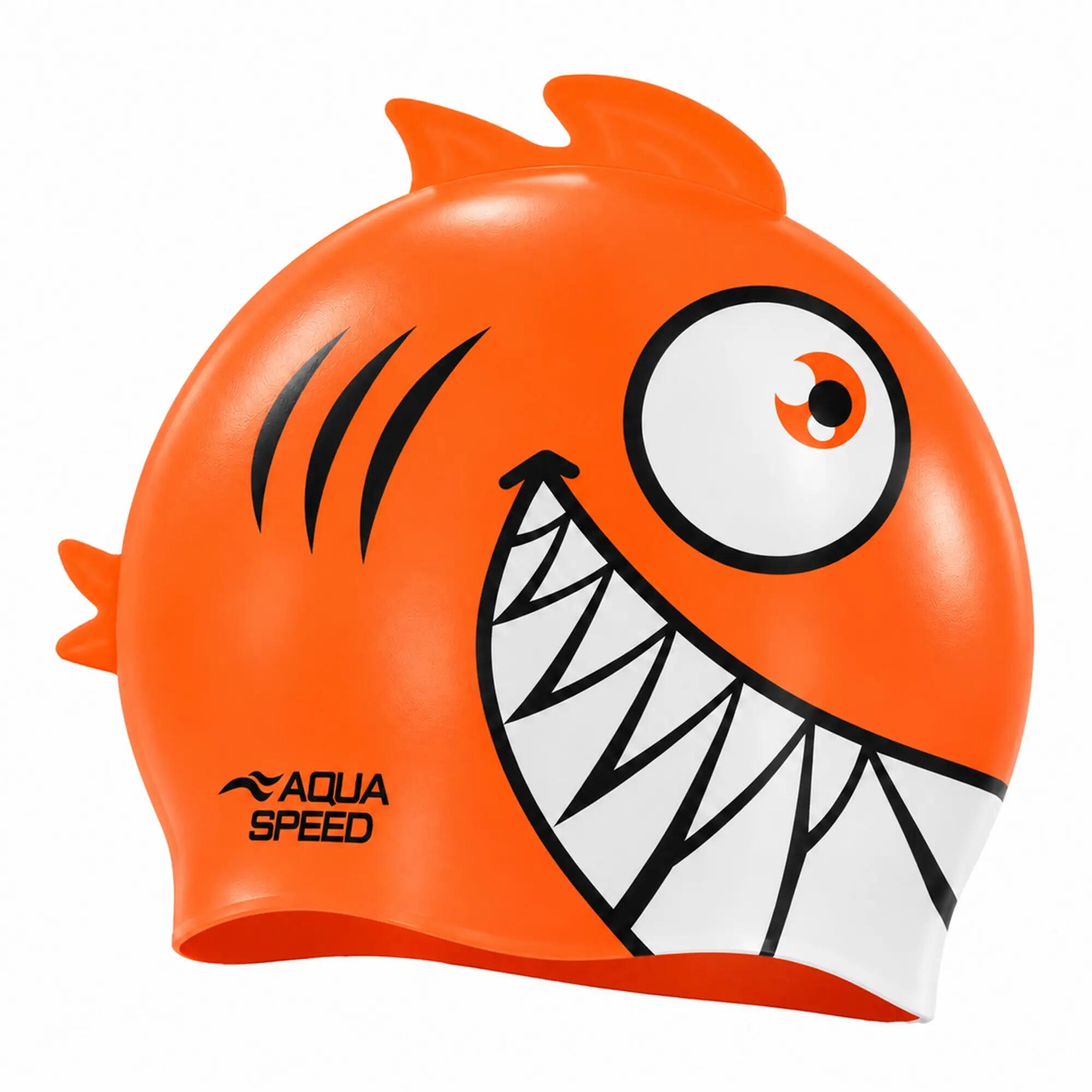 Aqua Speed - Bonnet Natation Enfants Piranha Silicone 3D Confortable 2/3