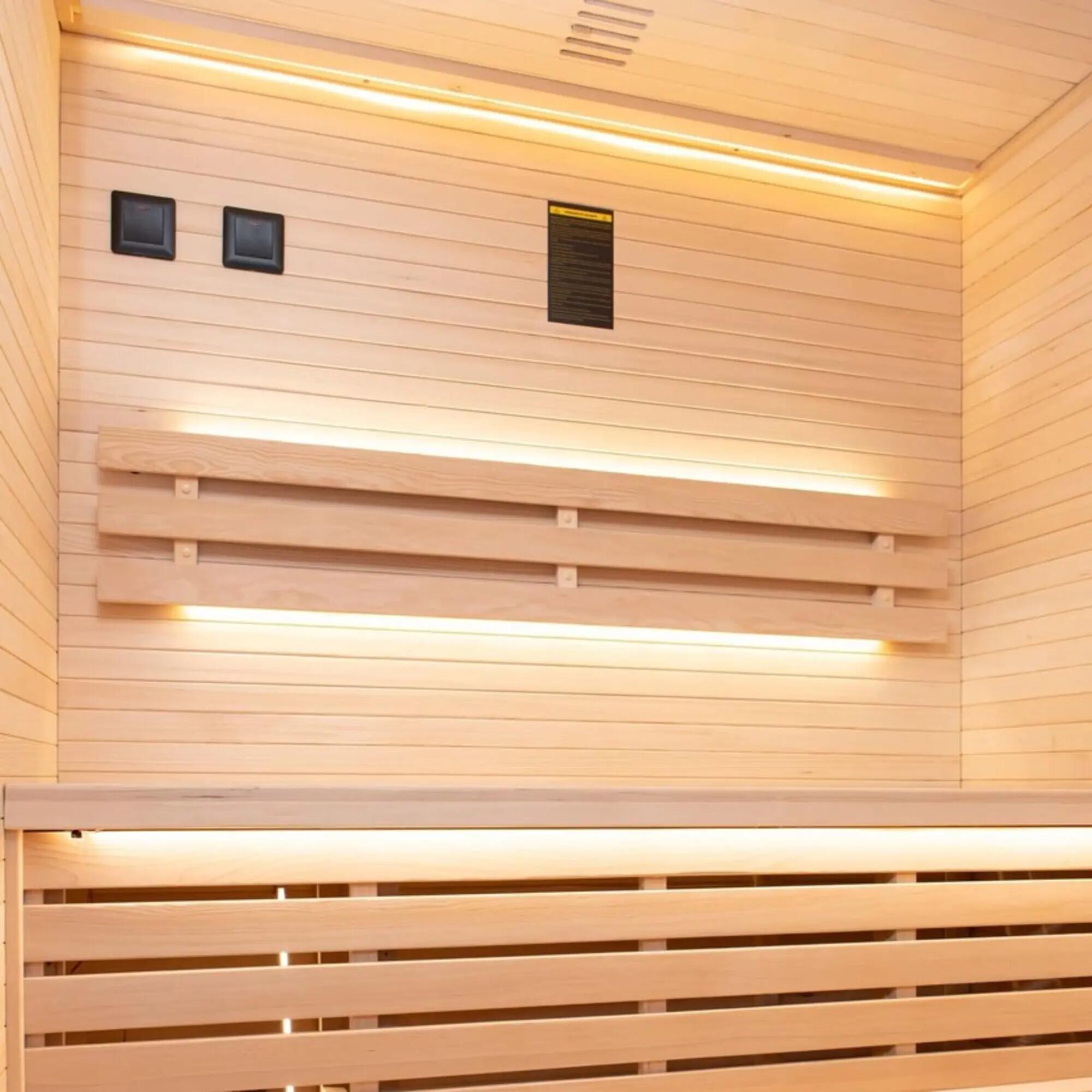Sauna finlandesa interior Sense 3 lugares panorâmico de canto Harvia 4,5 kW 7/8