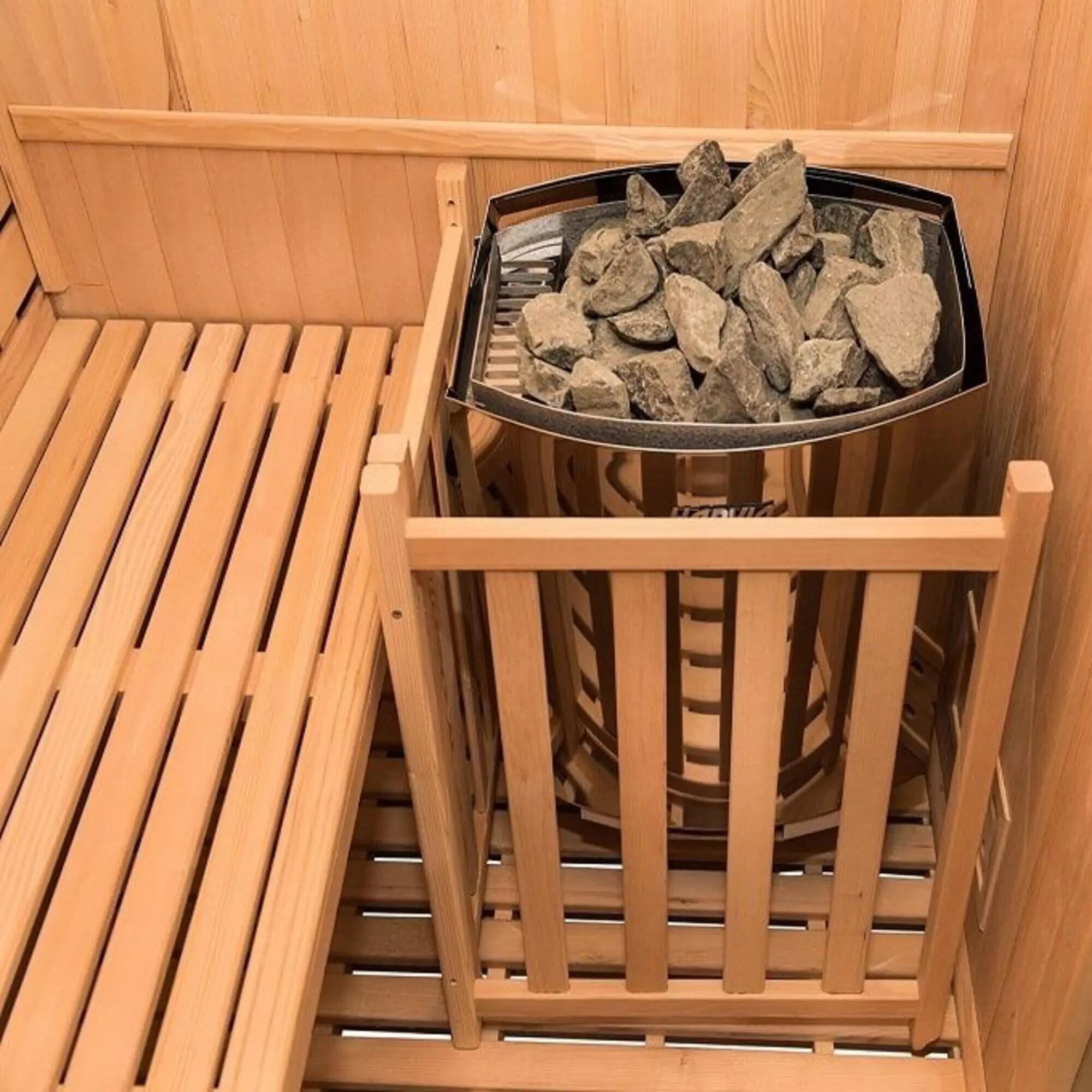 Sauna traditionnel Zen 6 places en épicéa du Canada, poêle et accessoires inclus 8/10
