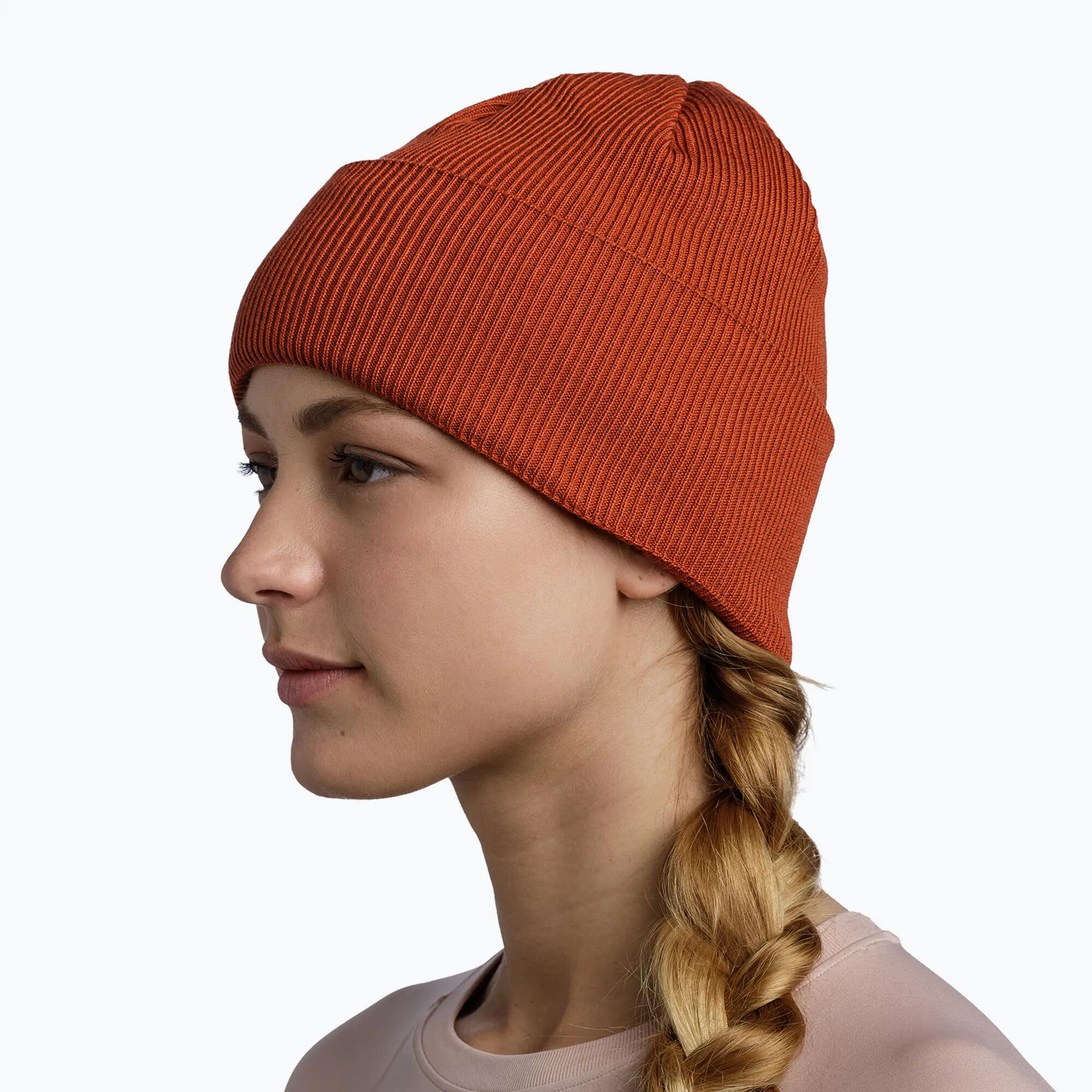 Buff Crossknit Unisex Beanie Red 4/5