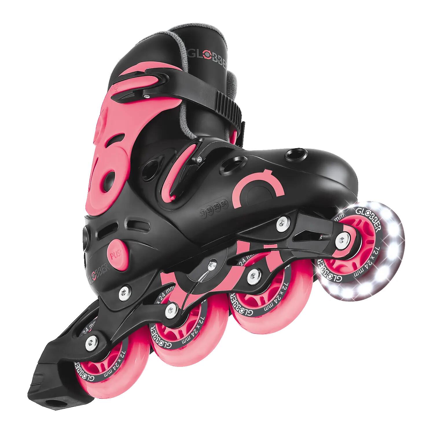 Patines GO SKATES Talla M-L de la 34 a la 37 - Negro-Rosa 11/13