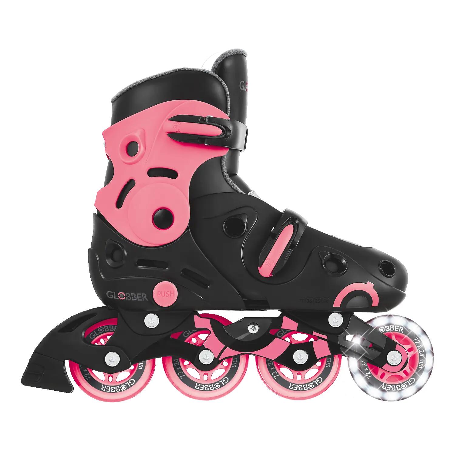 Patines GO SKATES Talla M-L de la 34 a la 37 - Negro-Rosa 10/13