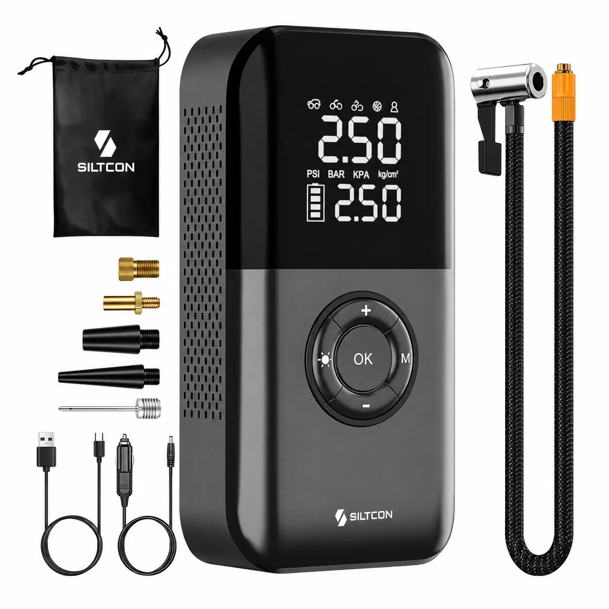 Elektrische bandenpomp 10,8 bar 35 l/min powerbank 8500 mAh 1/14
