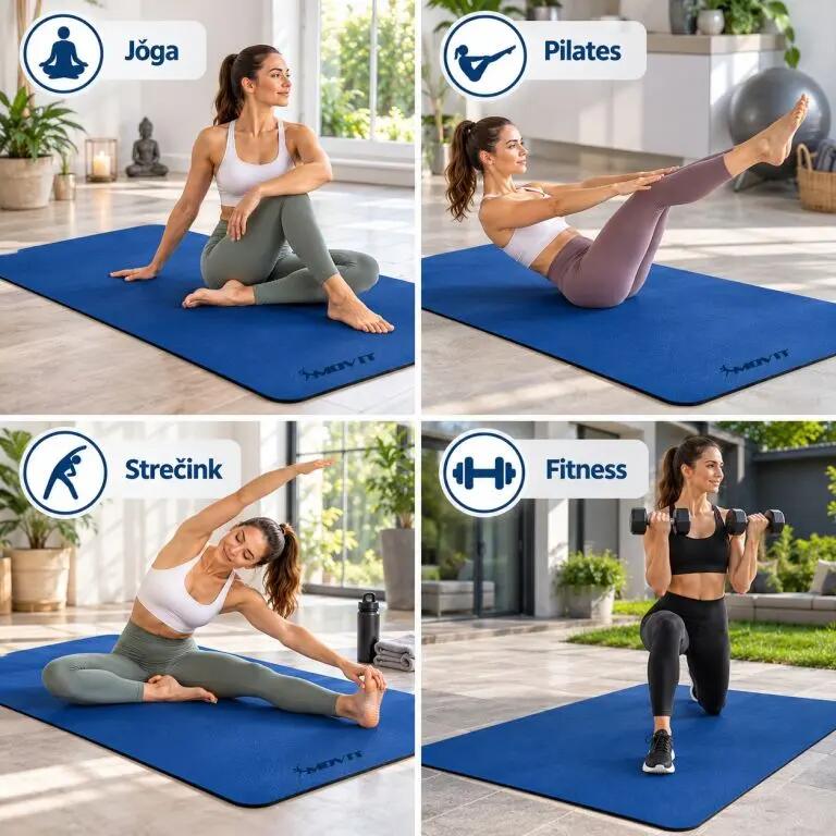 Covoras de gimnastica, MOVIT®, 190 x 100 x 0,6cm, albastru inchis 6/6