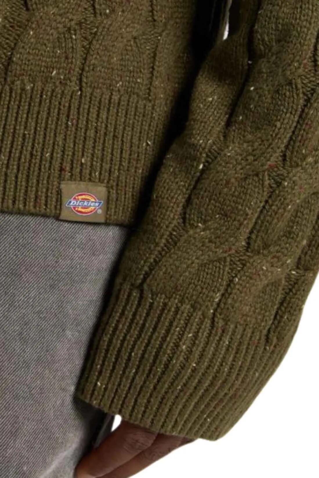 Pull - Homme - Torsades, coupe ample - Vanleer - Vert militaire 5/5