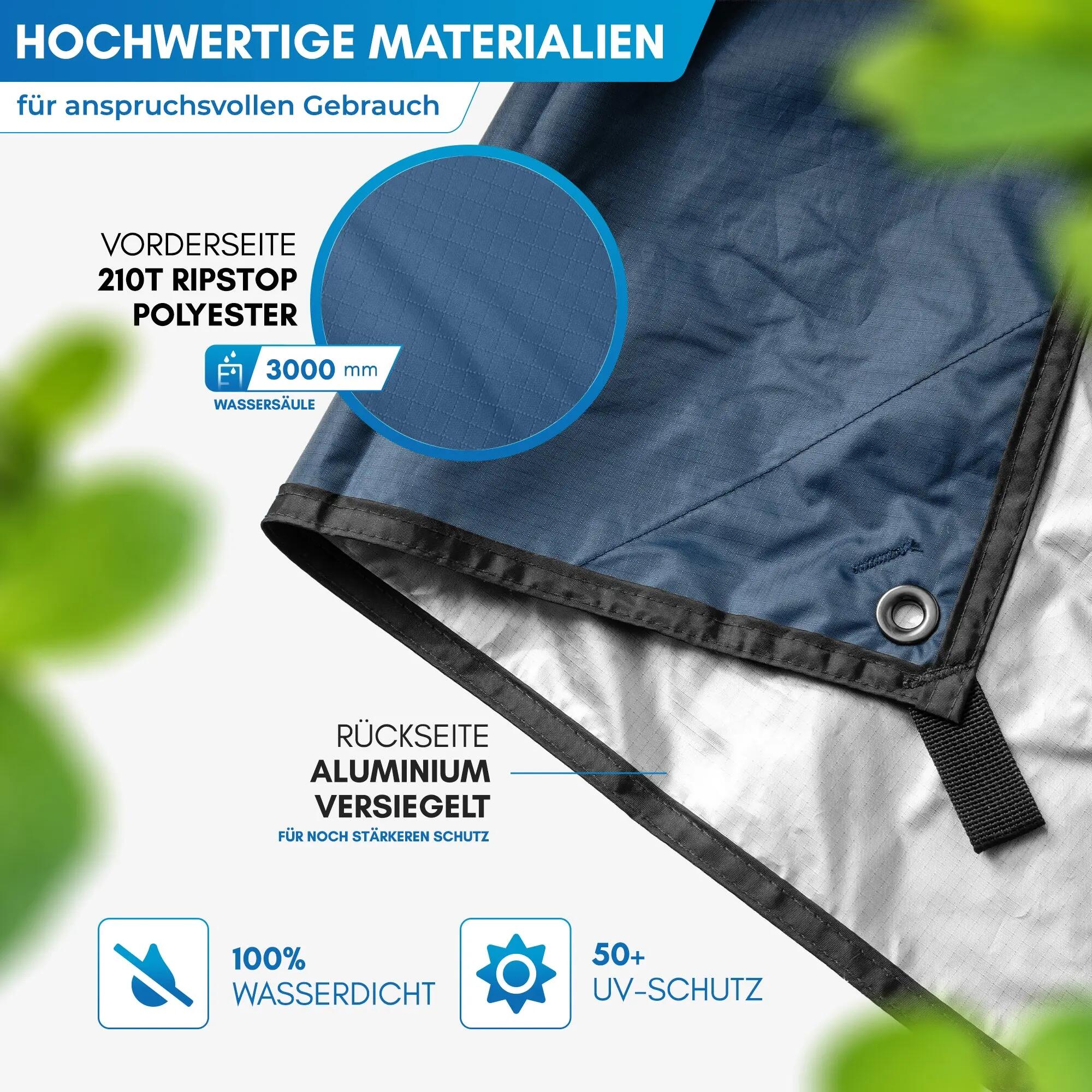 Camping Tarp 300 x 300 cm wasserdicht 3000 mm Ripstop ultraleicht 920 g Tamok 2/7