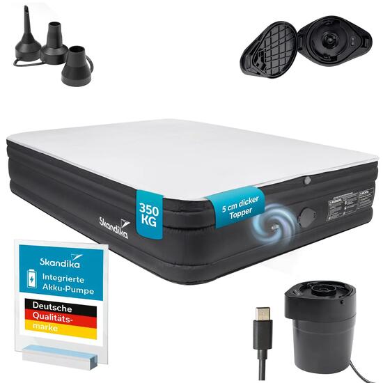 Materac kempingowy dmuchany Sveja Flex Plus z topperem i pompką USB, 2-osobowy
