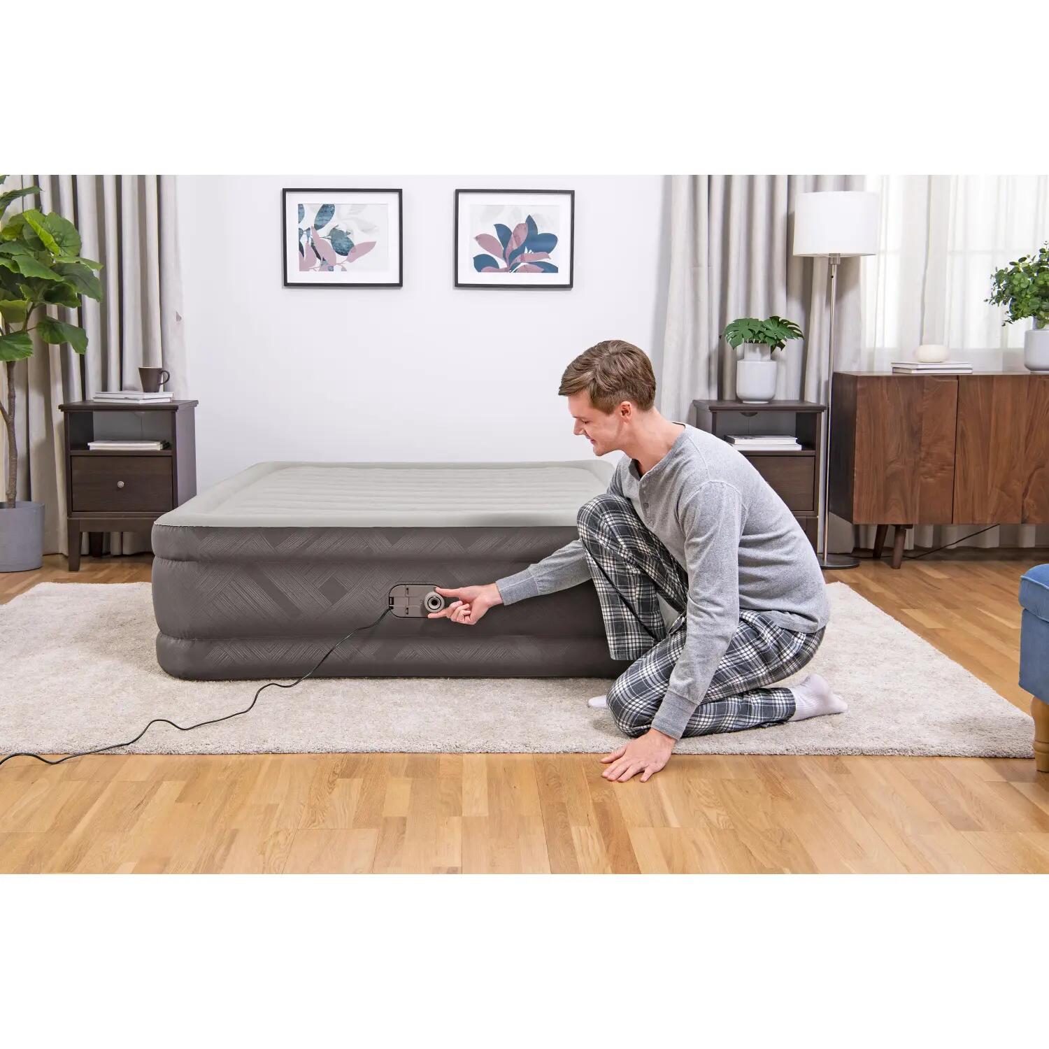 Materac dmuchany Bestway 69050 dwuosobowy łóżko 203×152×46 cm wbudowana pompka 8/8