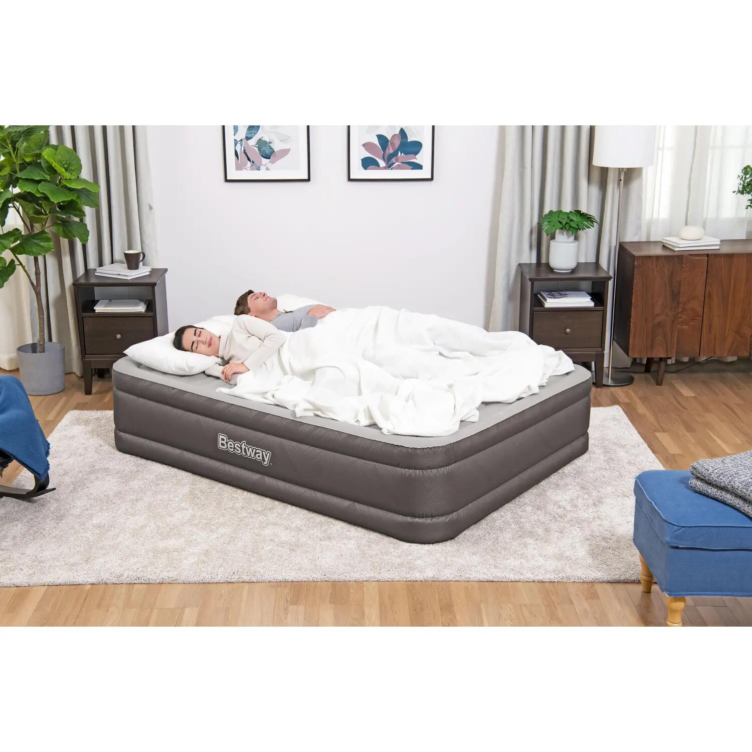 Materac dmuchany Bestway 69050 dwuosobowy łóżko 203×152×46 cm wbudowana pompka 6/8