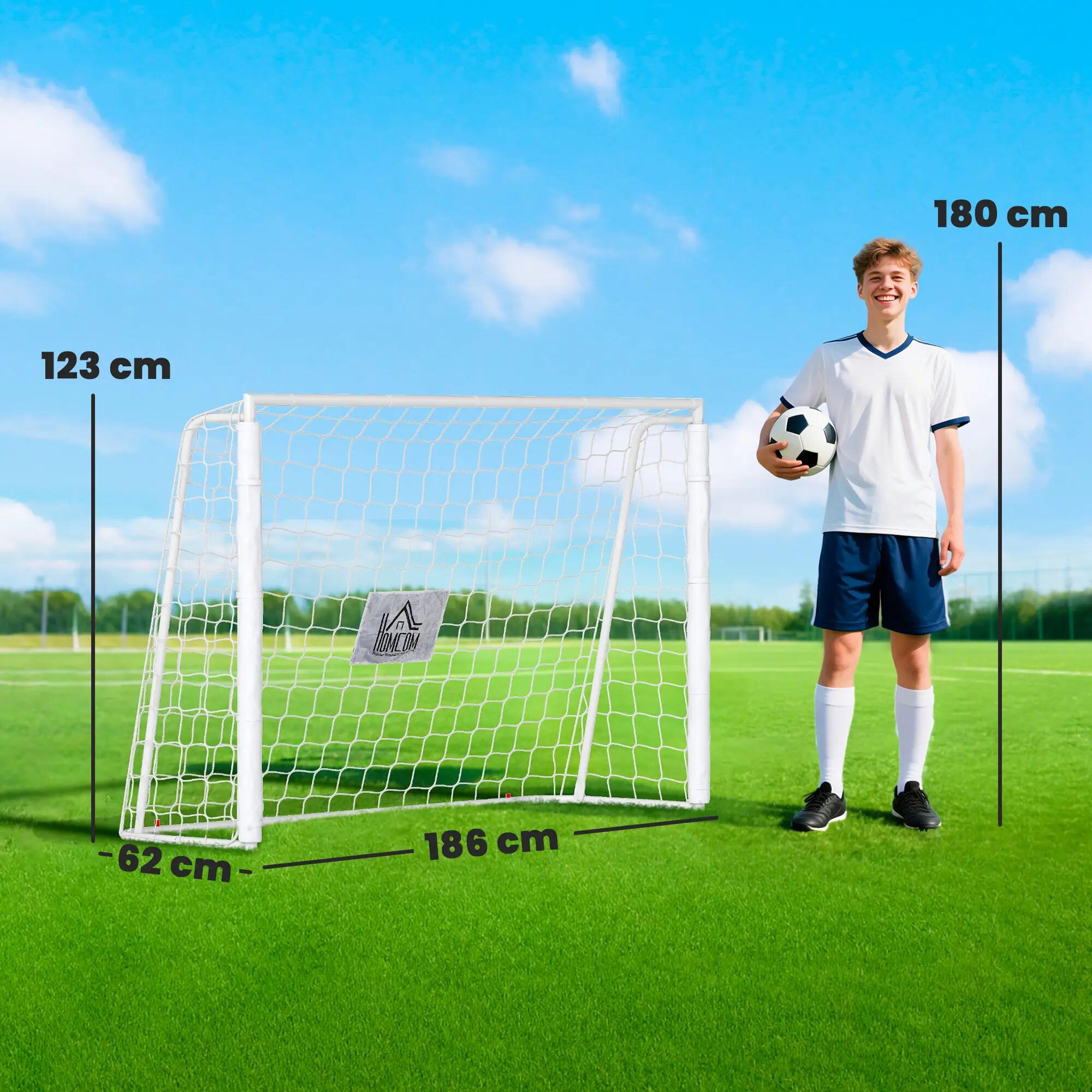 Baliza de Futebol HOMCOM 186x62x123 cm Branco 3/7