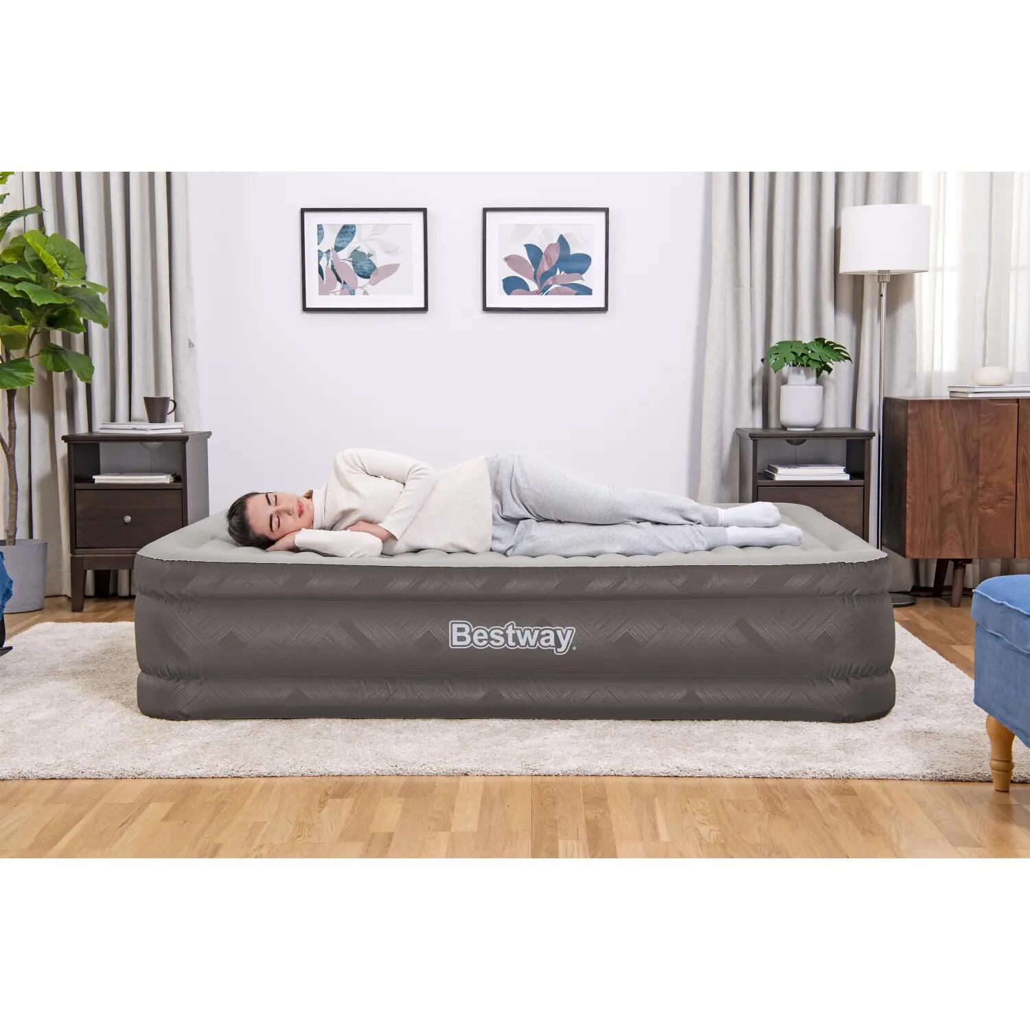 Materac dmuchany Bestway 69050 dwuosobowy łóżko 203×152×46 cm wbudowana pompka 5/8