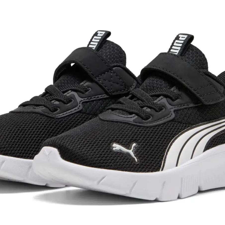 Chaussures de sport enfants PUMA FlexFocus Moder, légères, noir et bleu/lime