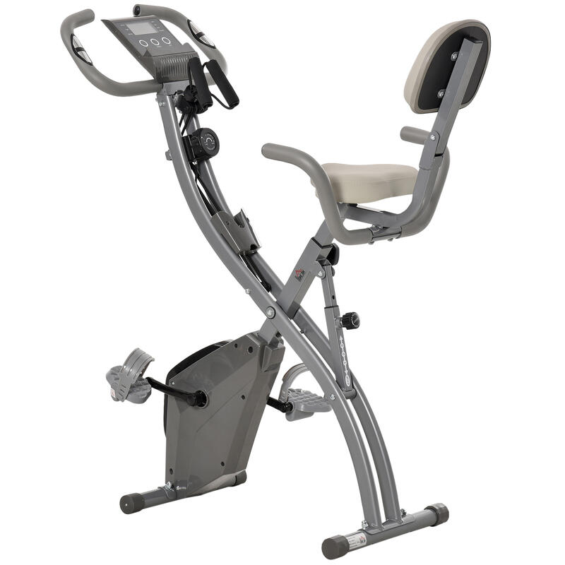 HOMCOM Bicicleta Estática Plegable con Resistencia Ajustable 97x51x115cm Gris