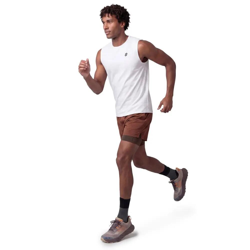 Men Hiking 's trail running tank top Apex White White 3/8