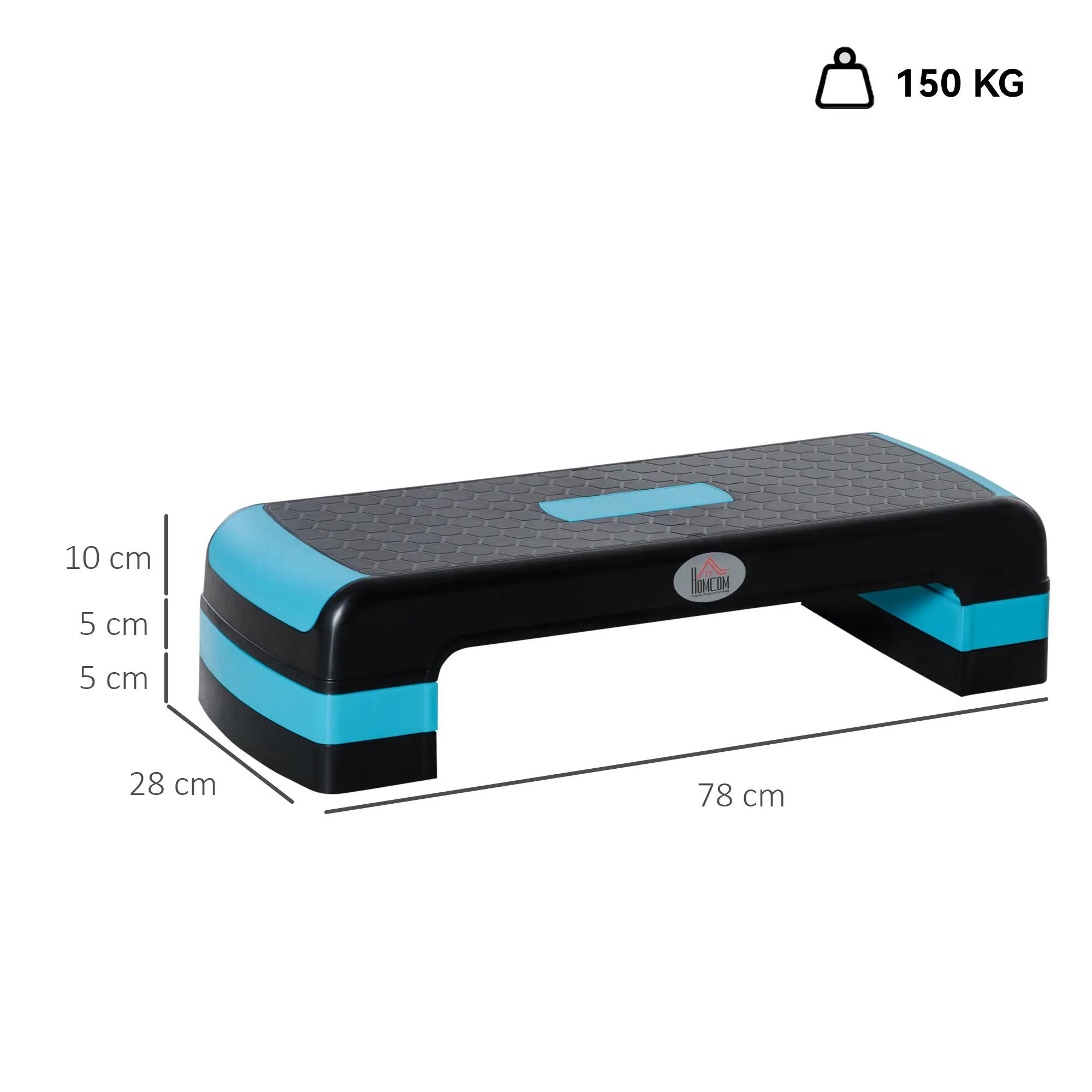 Step fitness Ajustable 10/15/20 cm HOMCOM Negro y Azul 3/8