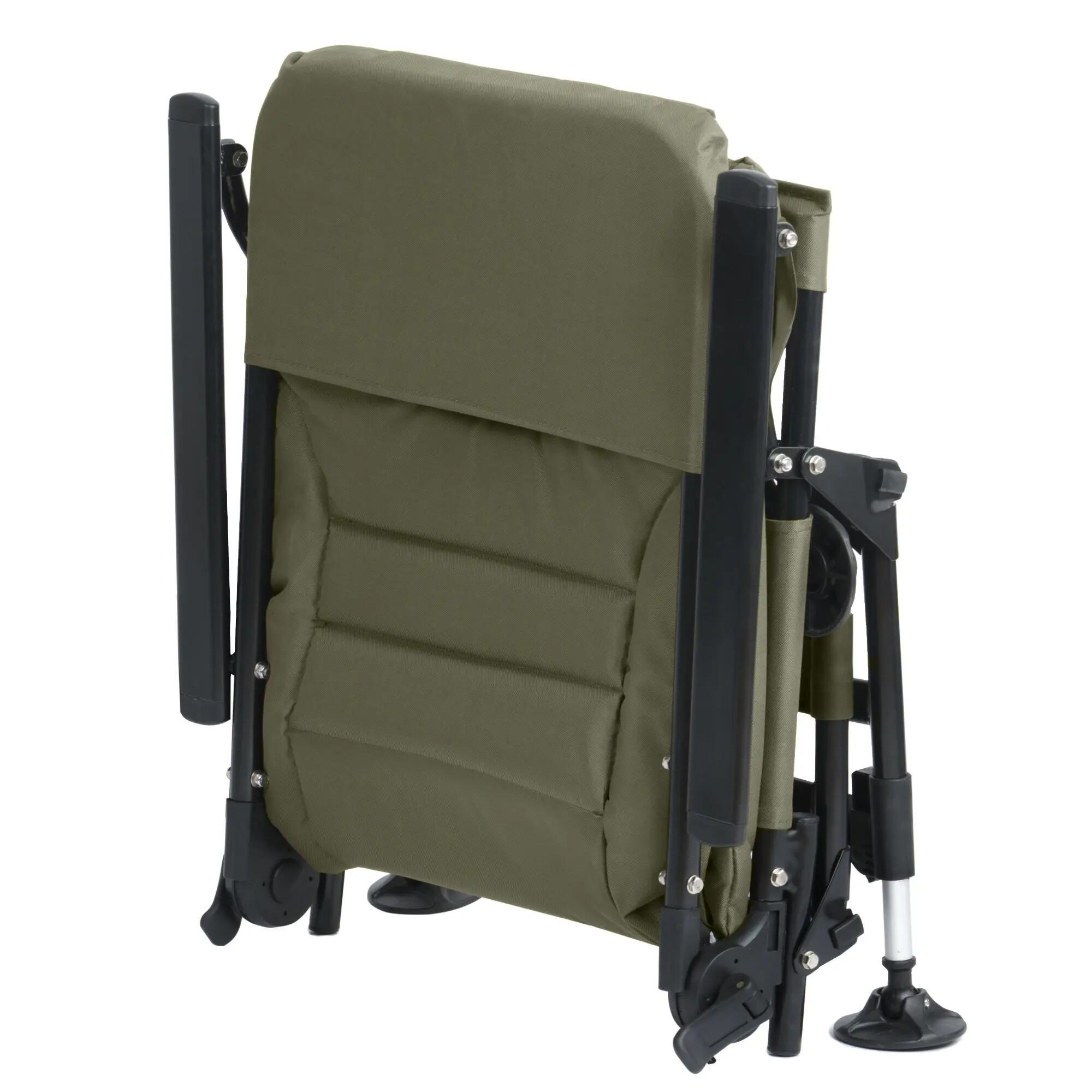 Angelstuhl Moosgrün/Schwarz, Höhenverstellbar Faltbarer Campingstuhl + Tasche 8/8
