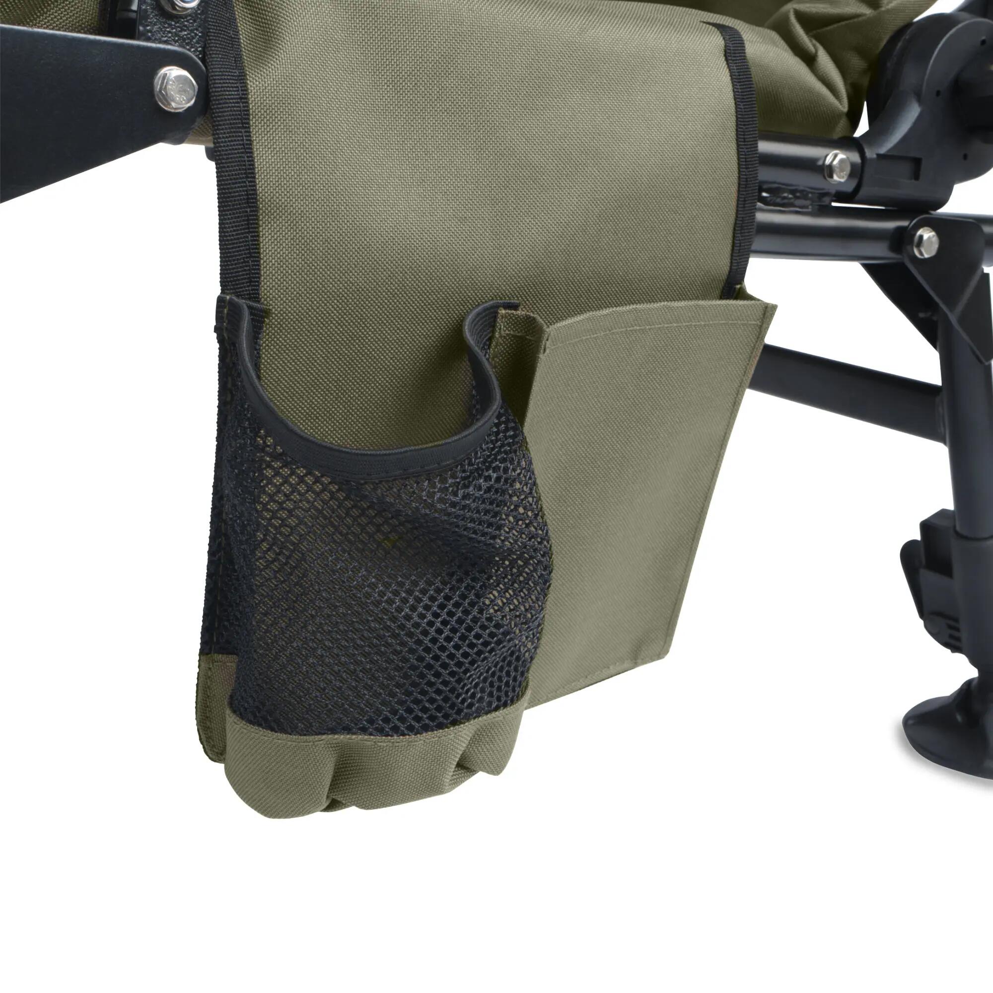 Angelstuhl Moosgrün/Schwarz, Höhenverstellbar Faltbarer Campingstuhl + Tasche 7/8