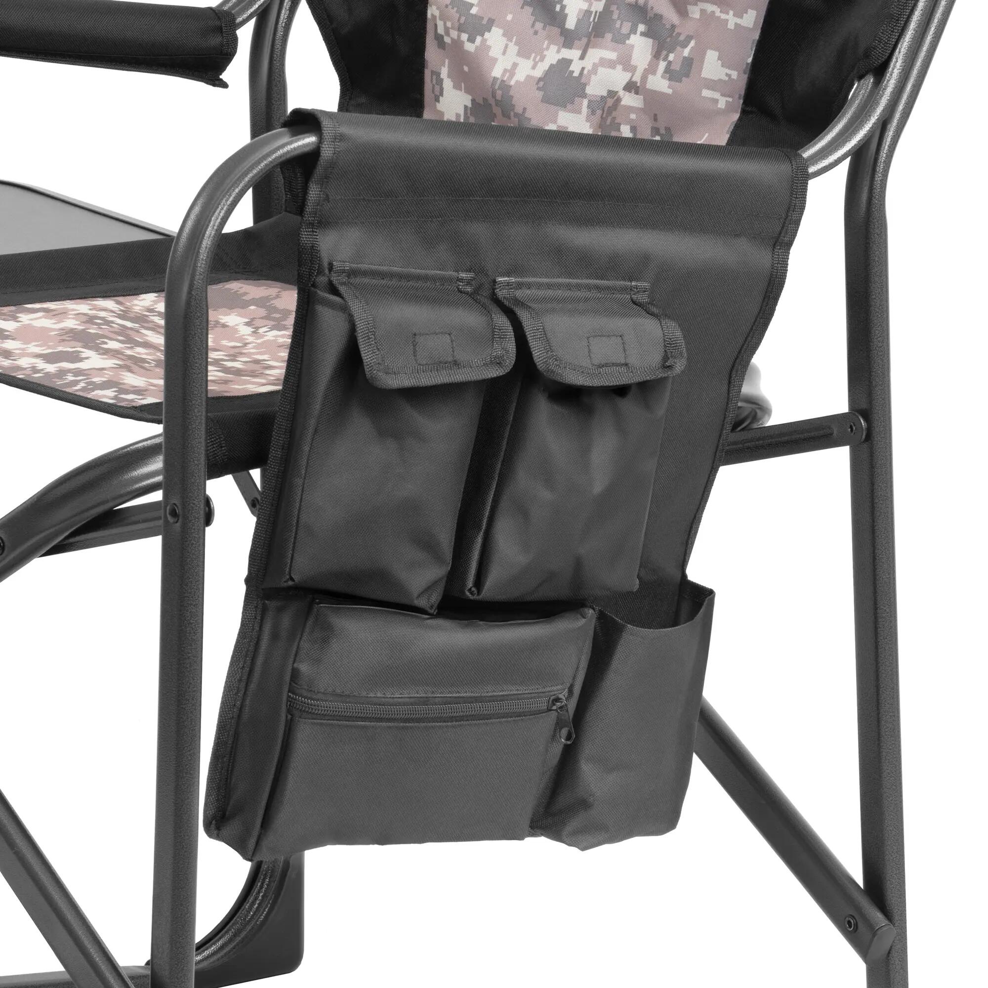 Campingstuhl Faltbar, Camouflage, Anglerstuhl mit ausklappbarem Tisch 8/8