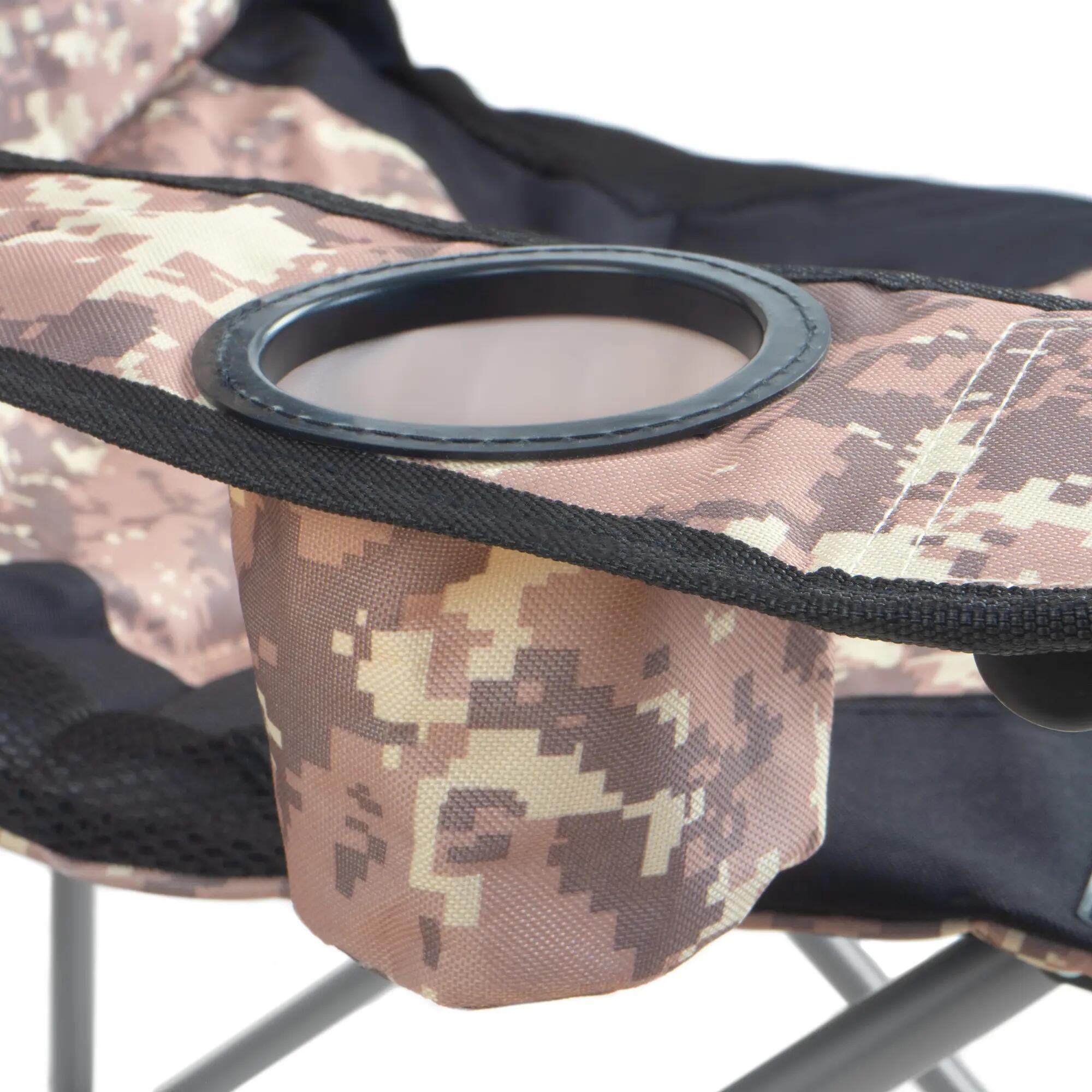 Campingstuhl Faltbar, Camouflage, Anglerstuhl mit Getränkehalter, Klappstuhl 6/6