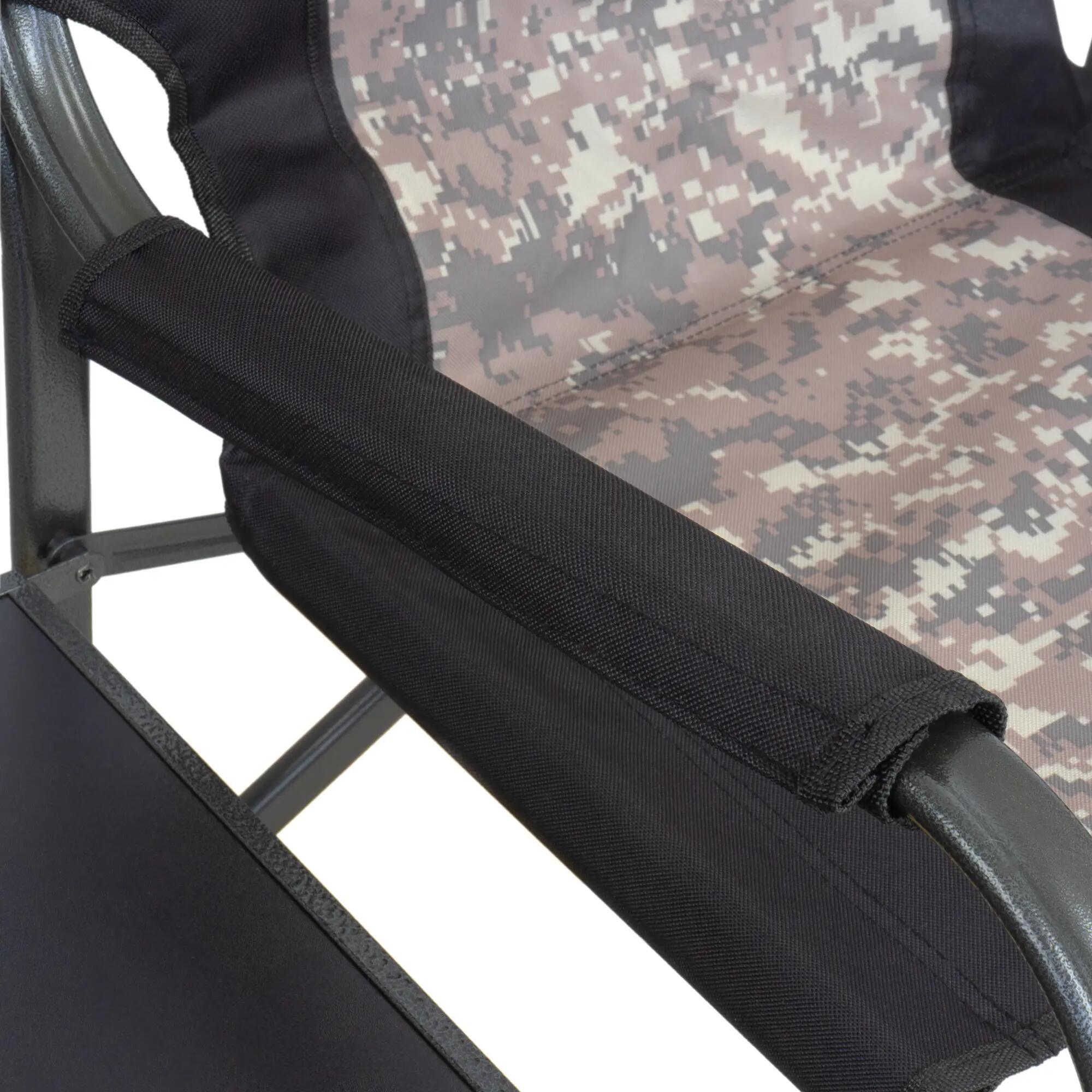 Campingstuhl Faltbar, Camouflage, Anglerstuhl mit ausklappbarem Tisch 7/8
