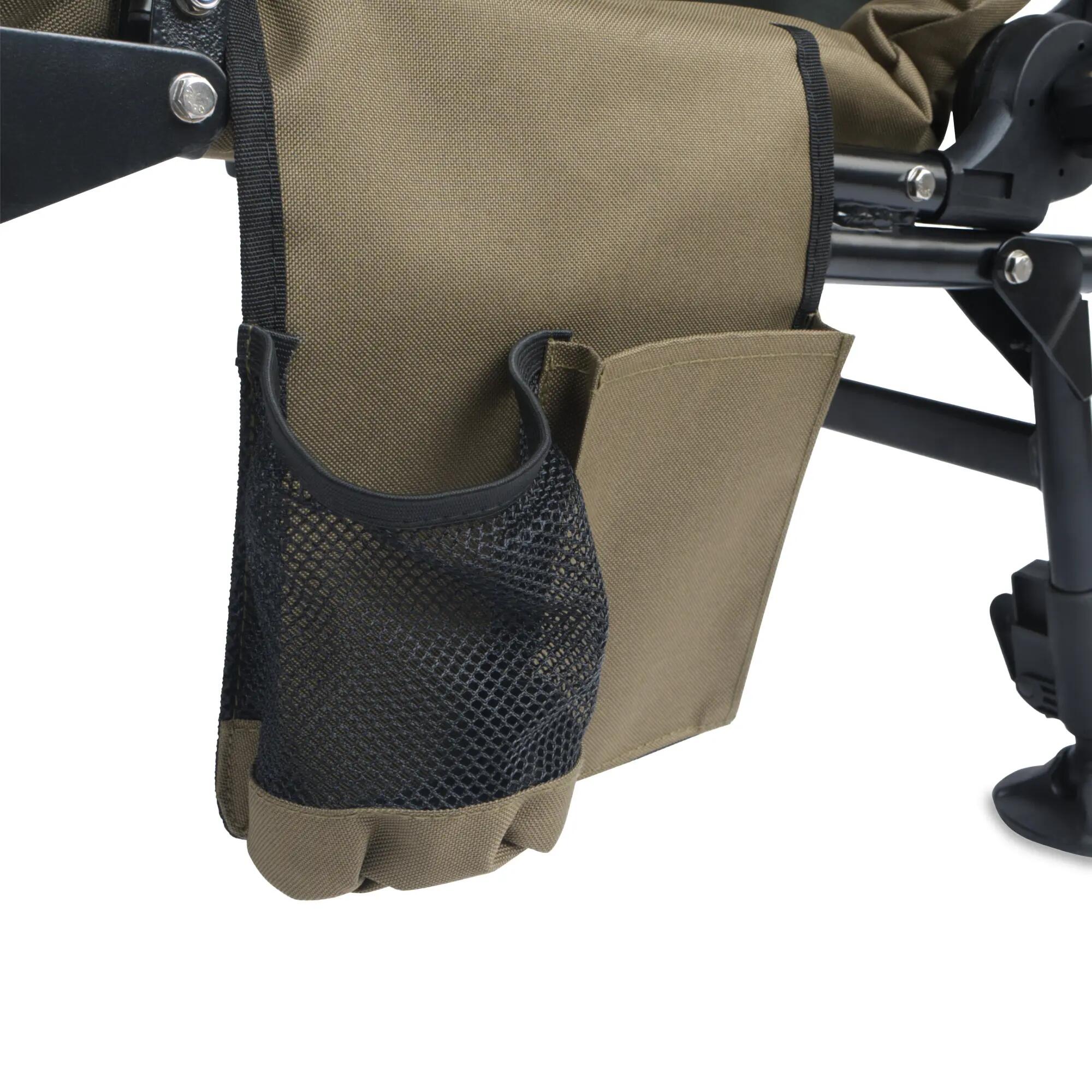 Angelstuhl Olivgrün/Tannengrün, Höhenverstellbar Faltbarer Campingstuhl + Tasche 7/8