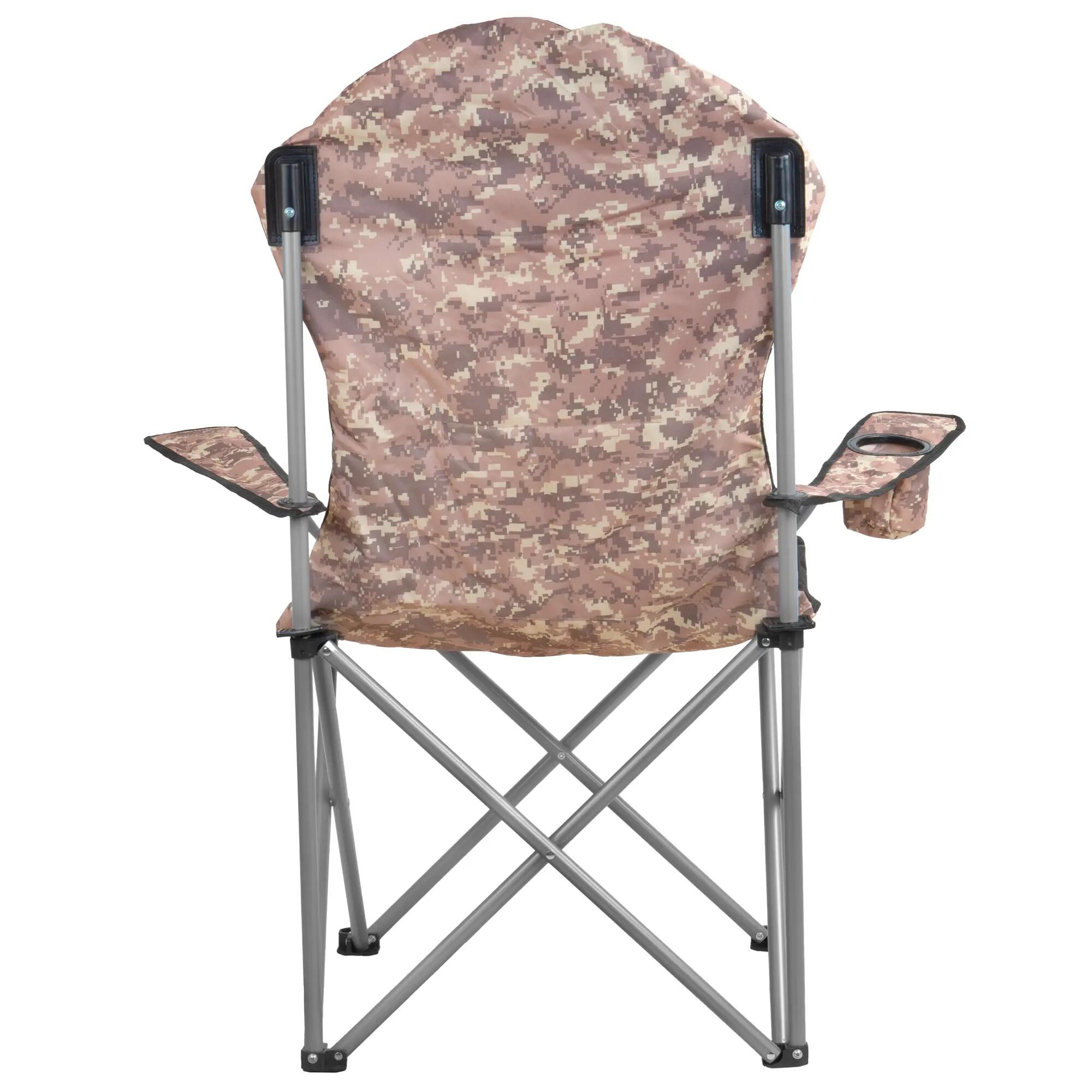 Campingstuhl Faltbar, Camouflage, Anglerstuhl mit Getränkehalter, Klappstuhl 4/6