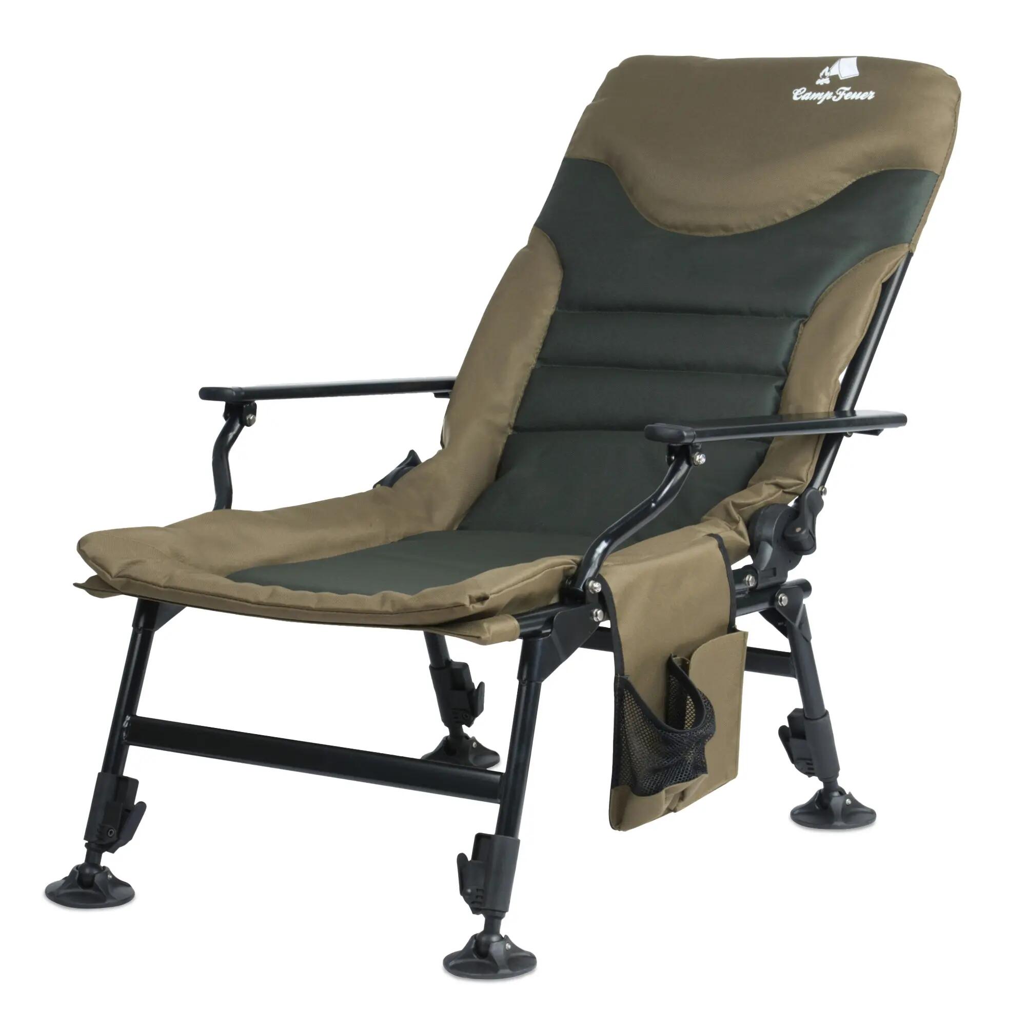 Angelstuhl Olivgrün/Tannengrün, Höhenverstellbar Faltbarer Campingstuhl + Tasche 5/8