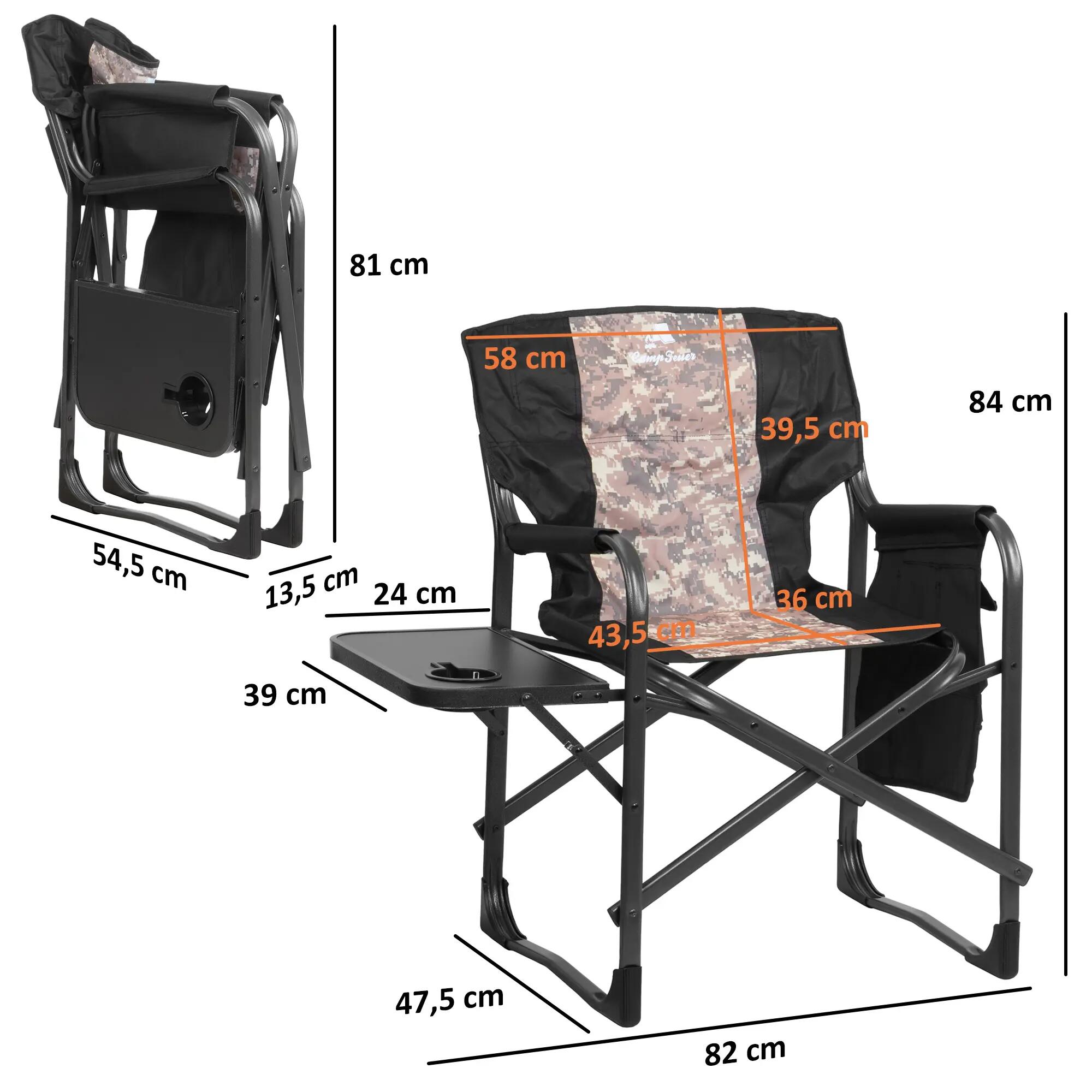 Campingstuhl Faltbar, Camouflage, Anglerstuhl mit ausklappbarem Tisch 2/8