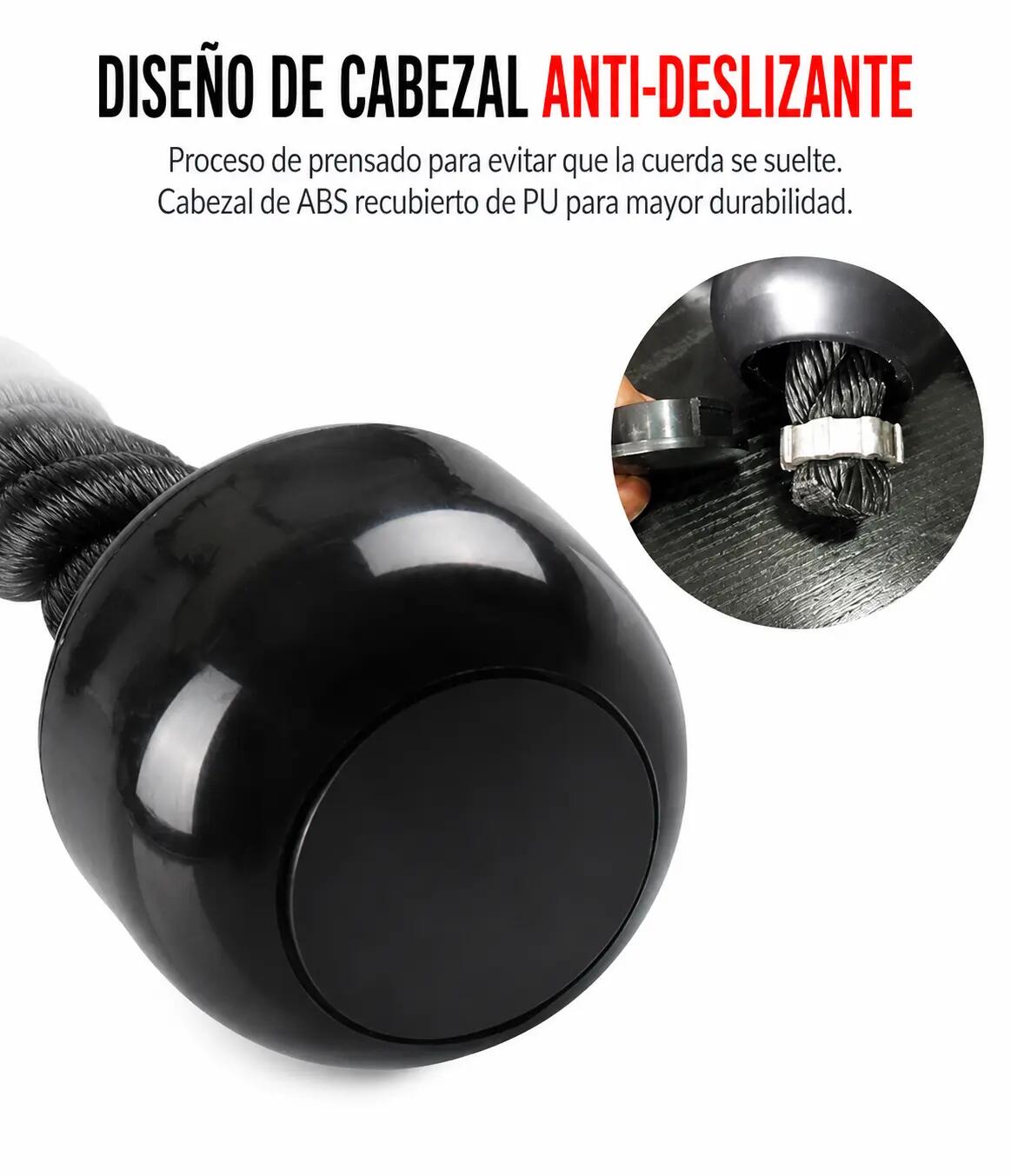 Cuerda Tríceps Nylon para Polea con Casquillo Antidesgaste y Topes sin Tornillos 3/3