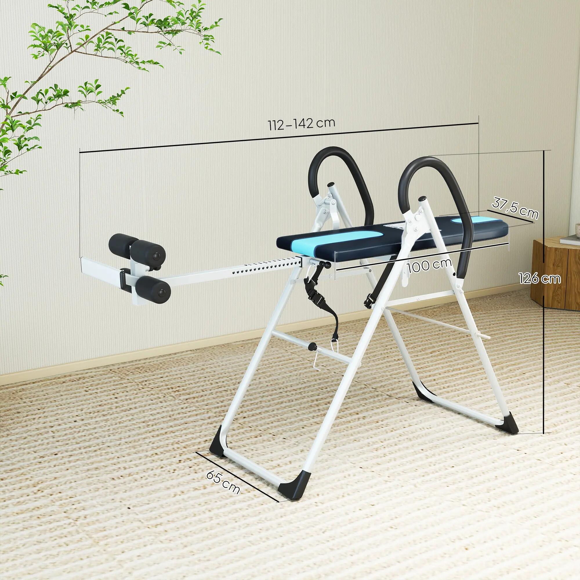 Tabla de Inversión Plegable con Altura Ángulos Ajustable a 147-198cm 3/7