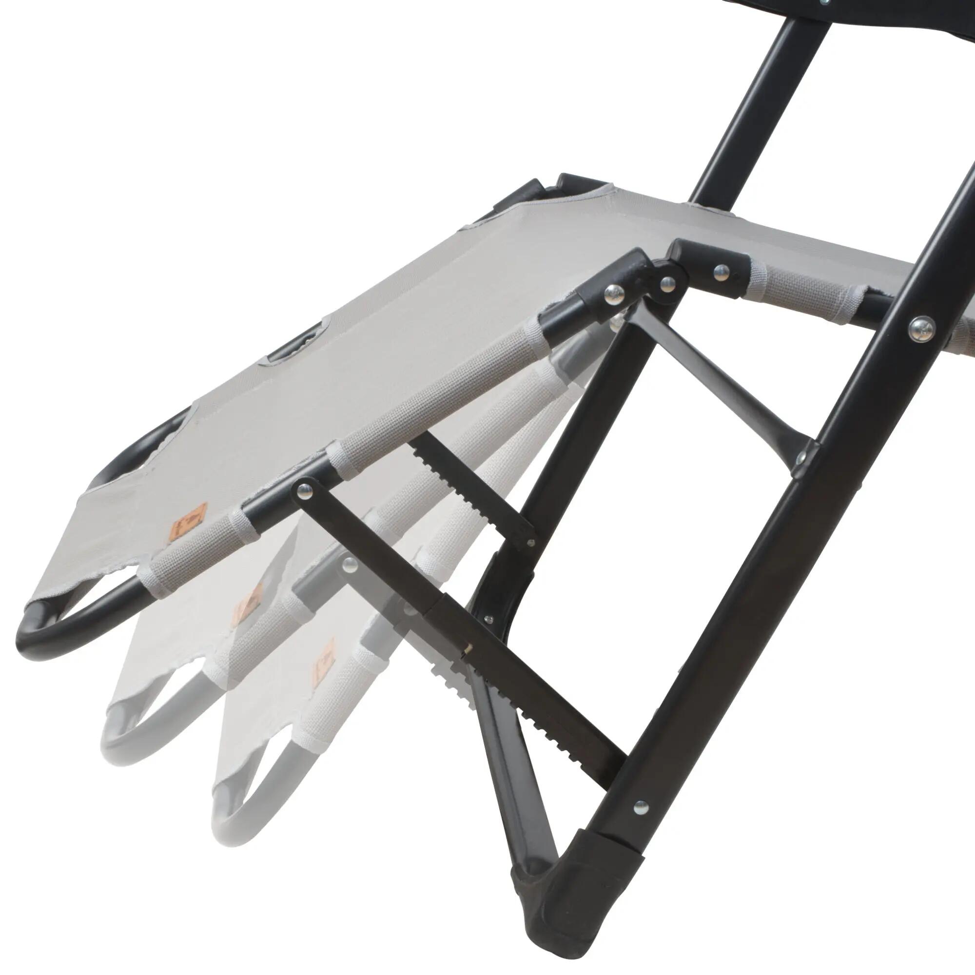 Sonnenliege mit Dach, Grau, Campingliege mit Arm Massagerollen, Gartenliege 6/9
