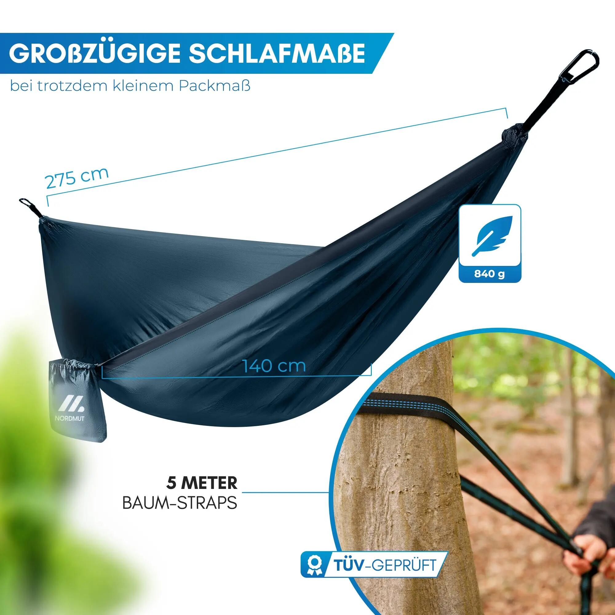 Camping-hängematte - ultraleicht, mit baumgurten, Kalix 3/9