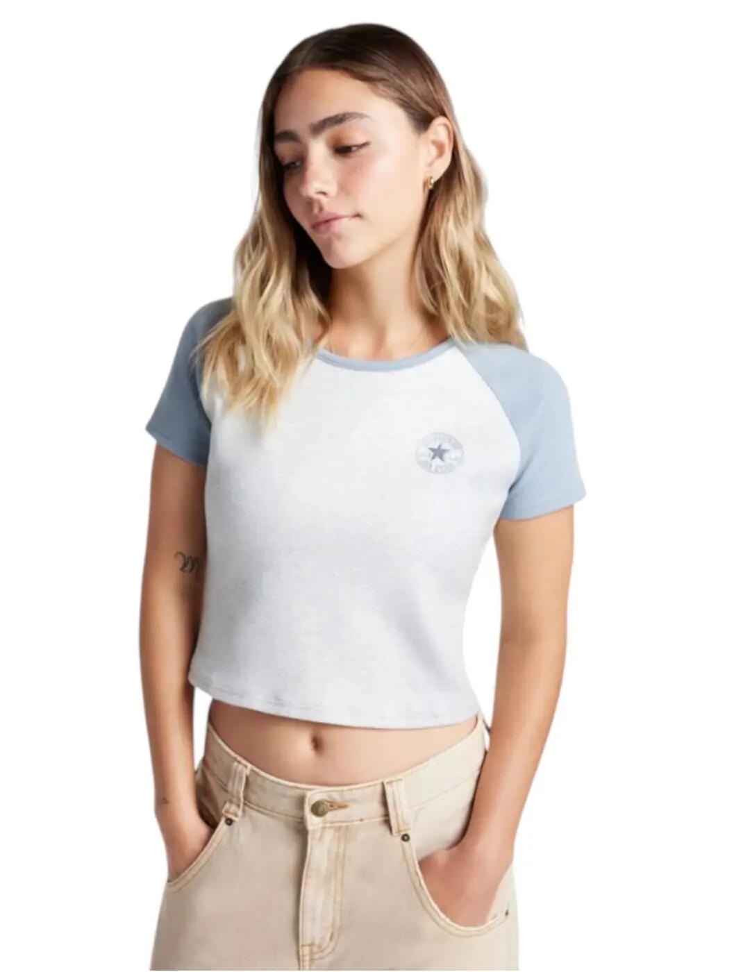 Camiseta para Mujer Converse Chuck taylor raglan  Azul 2/4