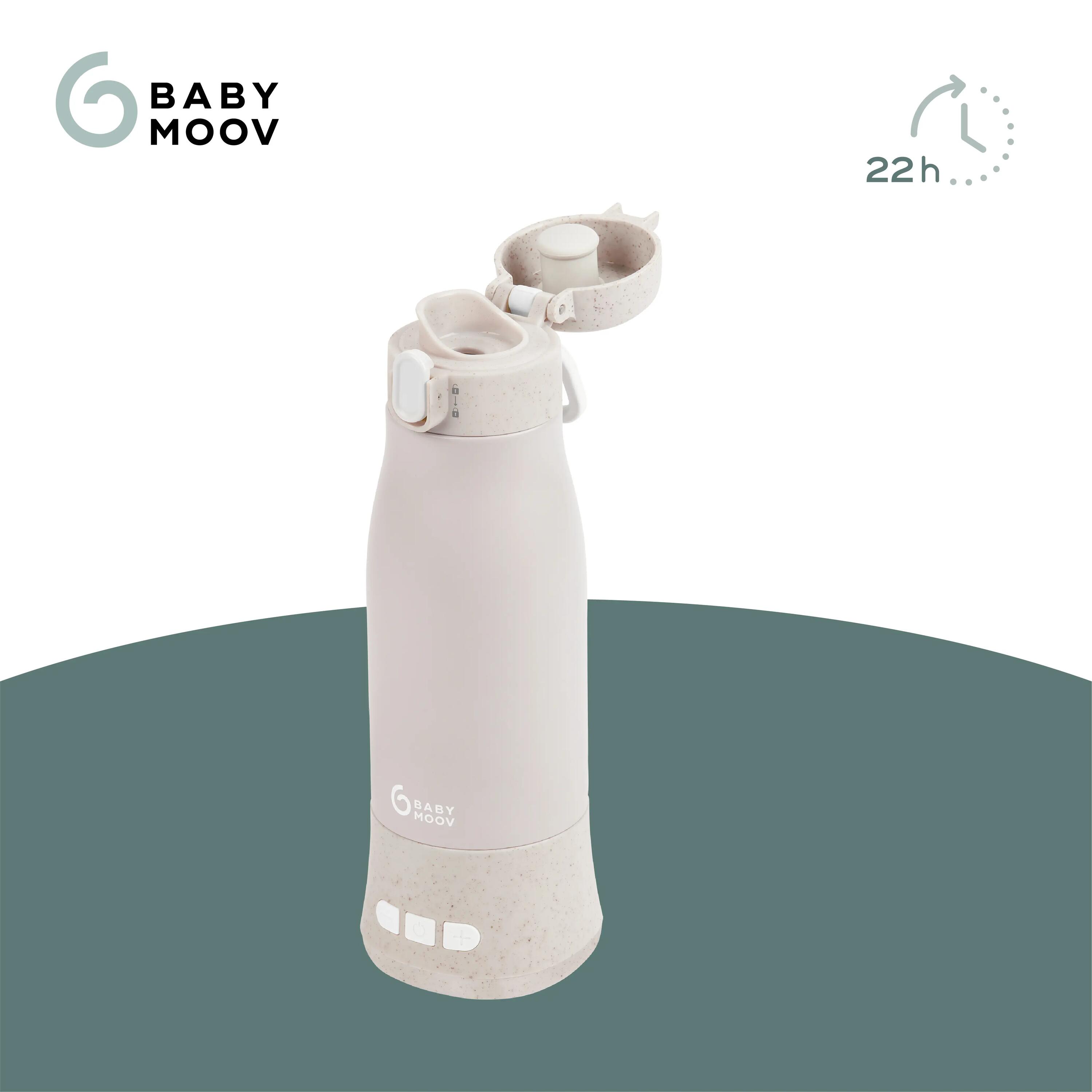 Mobiele oplaadbare flessenwarmer, 7 uur autonomie, 340 ml MOOV & FEED - Beige 3/10